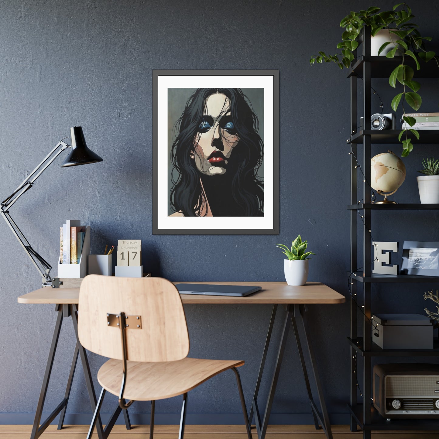 Framed Poster — Moody Portrait Art Print (Dark Feminine Wall Decor)