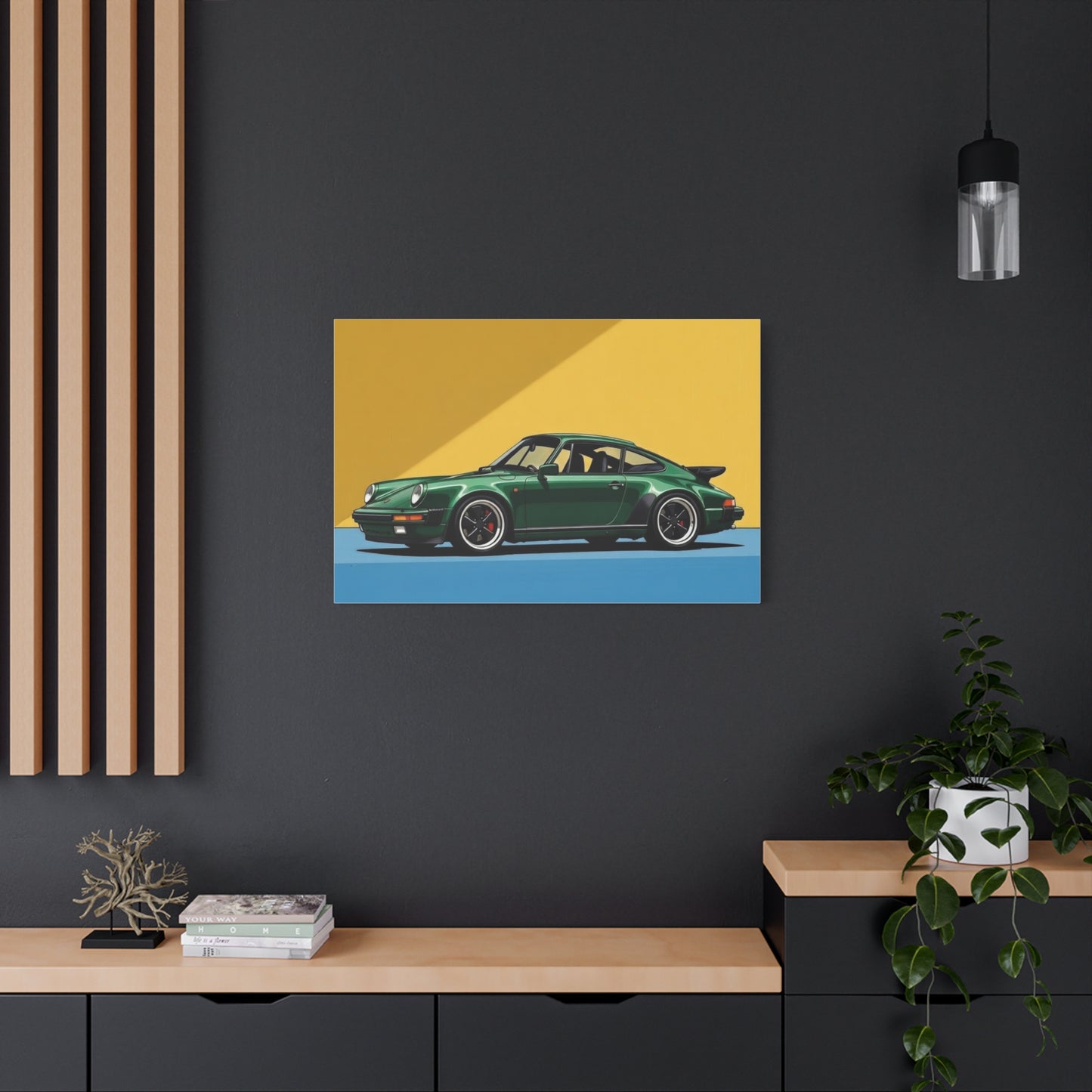 Vintage Green Porsche Art Print - Matte Stretched Canvas