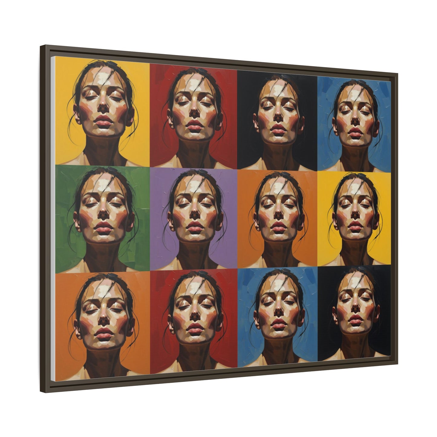 Pop Art Portrait Matte Canvas Print — Framed Multi-Color Grid