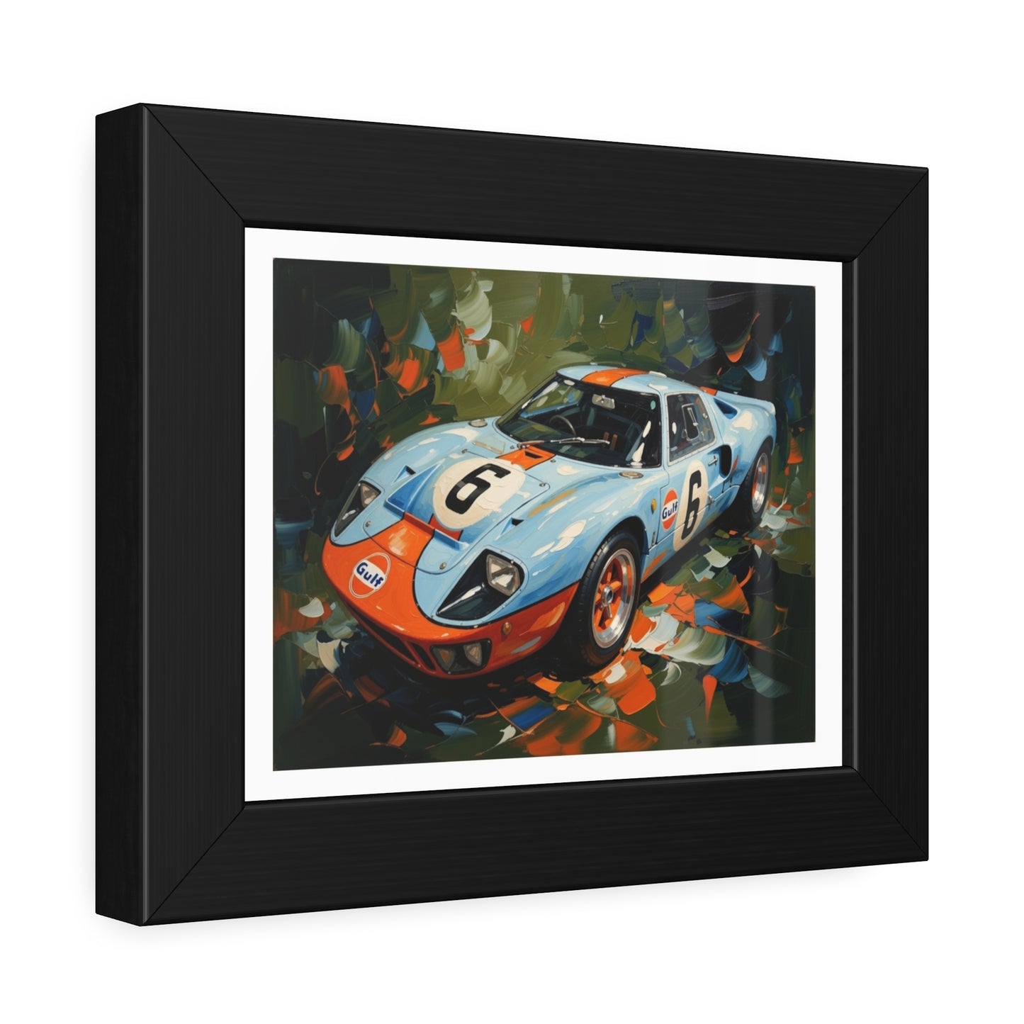 Framed Racing Car Poster — Vintage Gulf GT40 Print