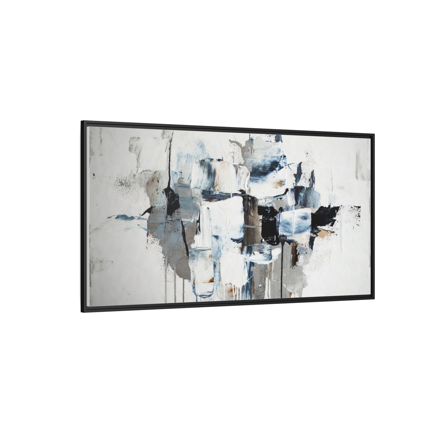 Framed Abstract Canvas Art — Blue Neutral Modern Wall Print