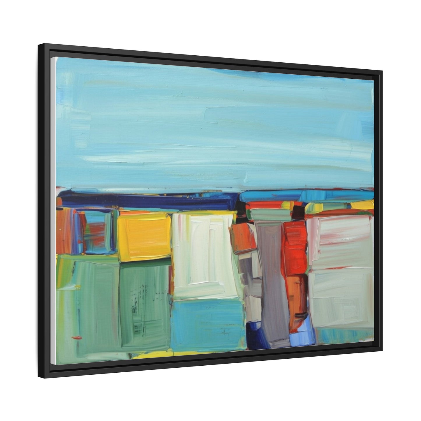 Abstract Coastal Blocks Matte Canvas Print (Framed)
