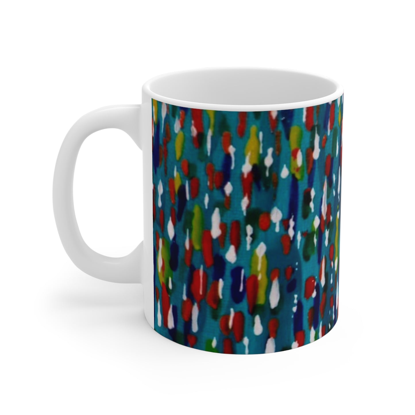 Abstract Color Splash Mug — Blue Multicolor Artistic Coffee Cup