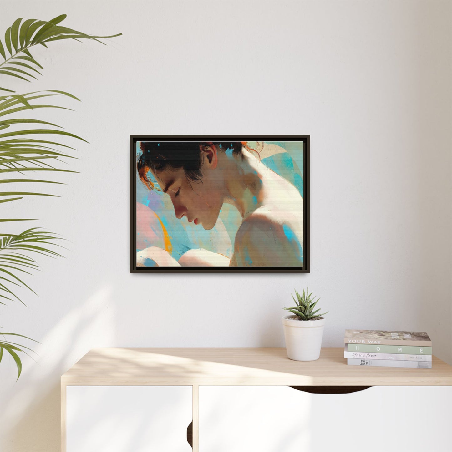 Framed Matte Canvas Print — Dreamy Portrait Art (Multi‑Color)