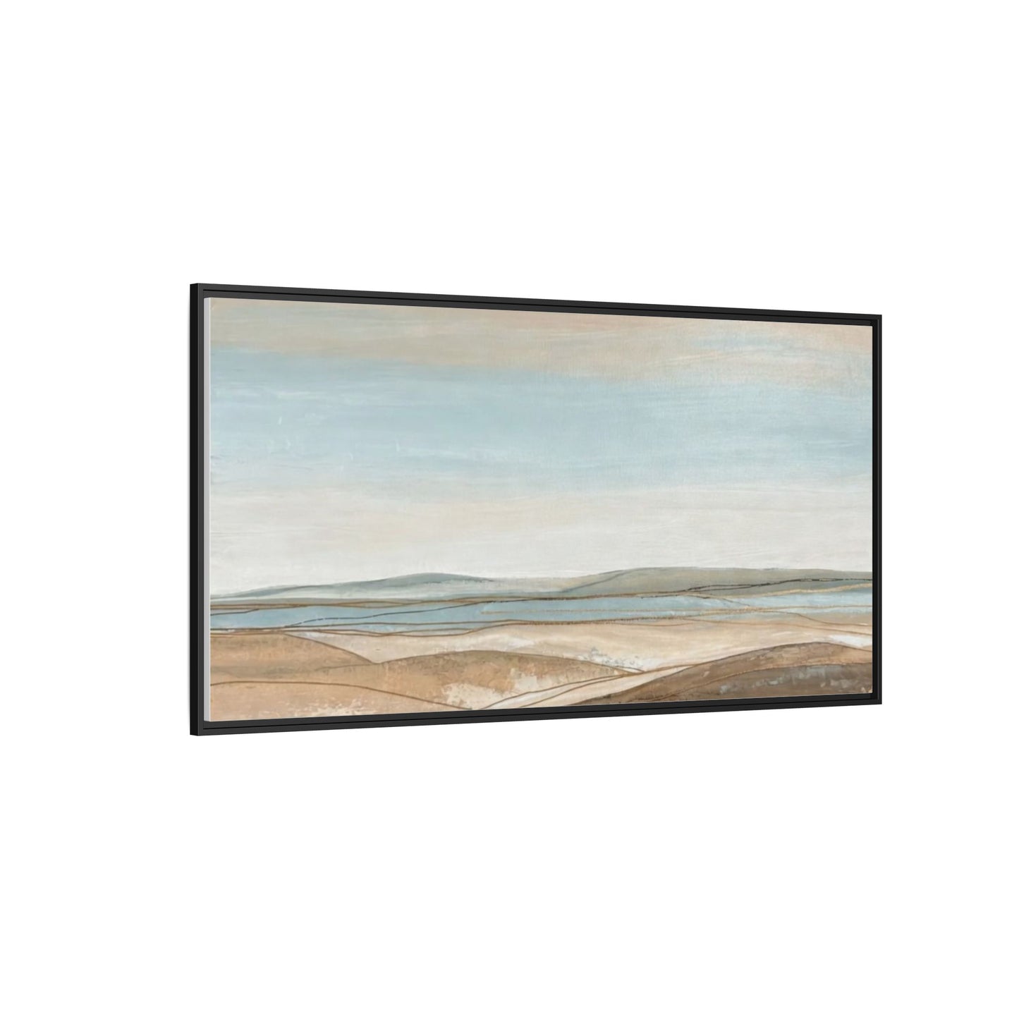 Framed Abstract Landscape Matte Canvas — Serene Coastal Horizon Wall Art