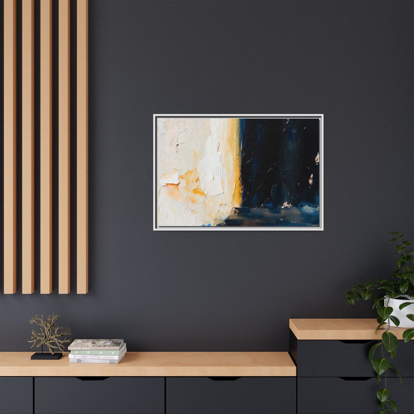 Abstract Coastal Texture Framed Canvas Art — Matte Multi-Color Wall Print