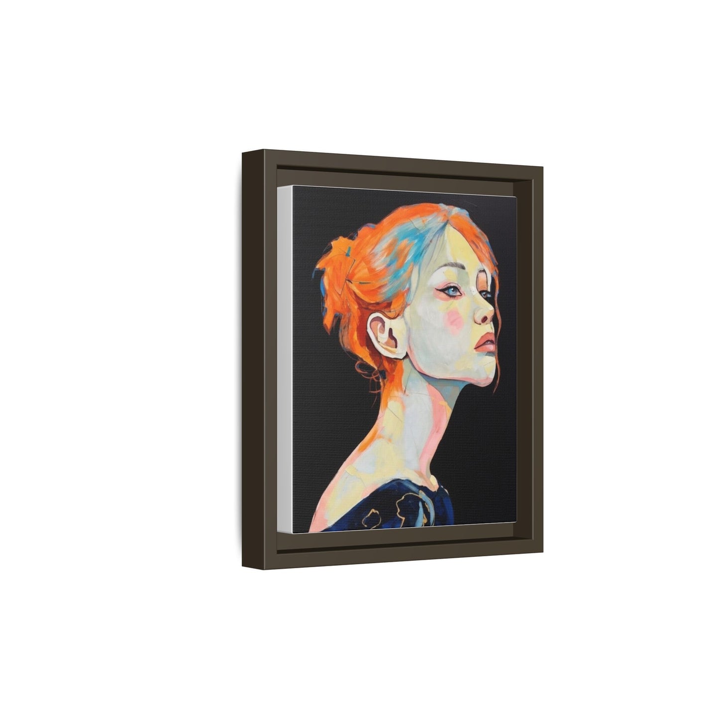 Framed Matte Canvas Portrait — Vibrant Multi‑Color Woman Wall Art