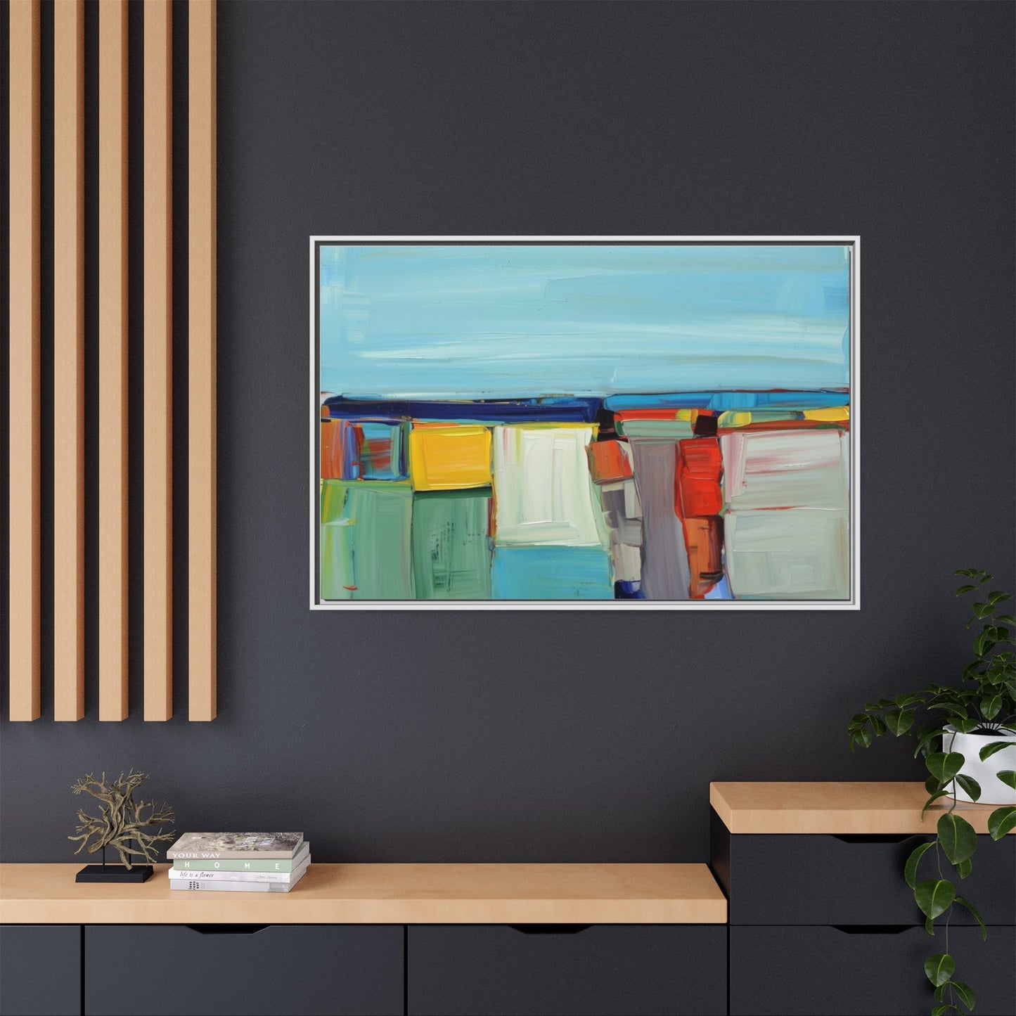 Abstract Coastal Blocks Matte Canvas Print (Framed)