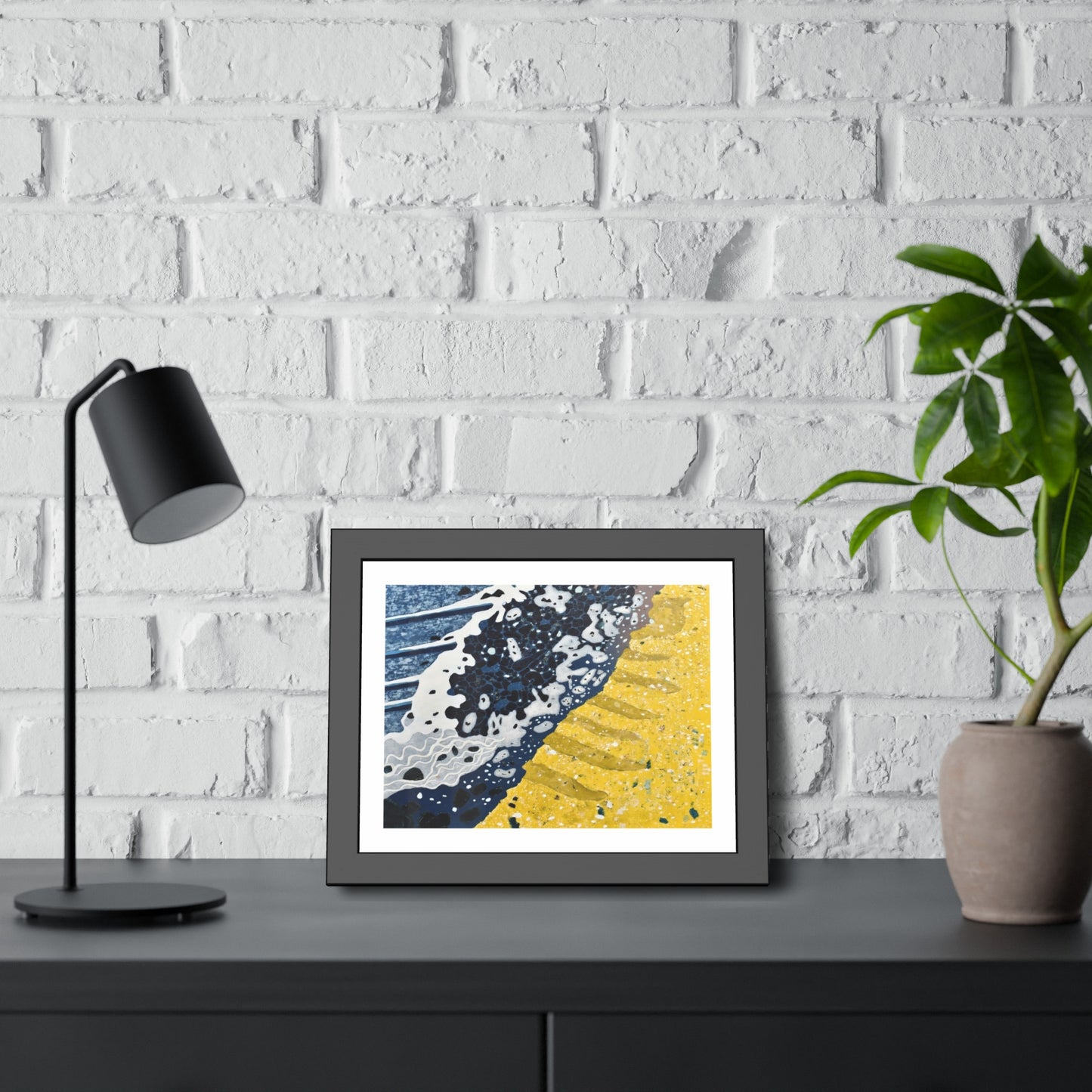 Coastal Wave Abstract — Framed Paper Poster
