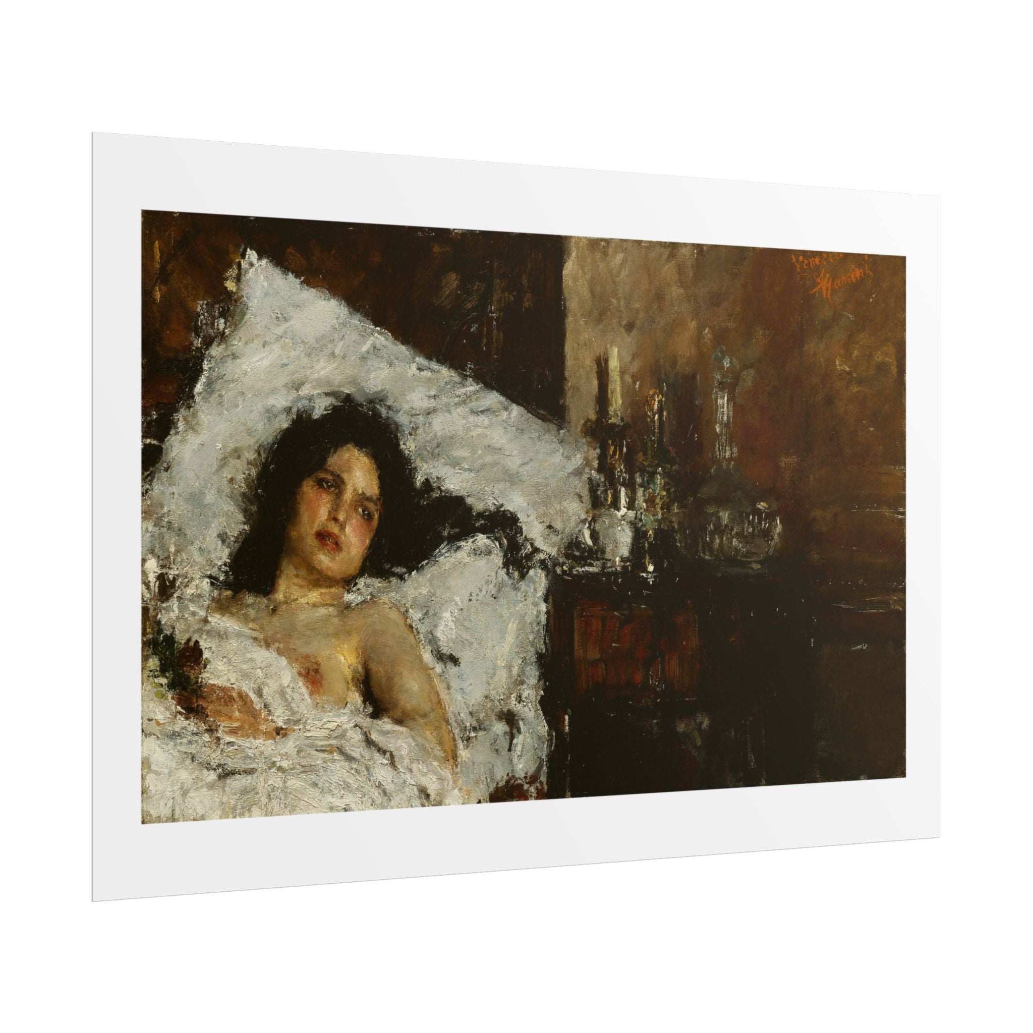 Resting by Antonio Mancini Wall Art Print