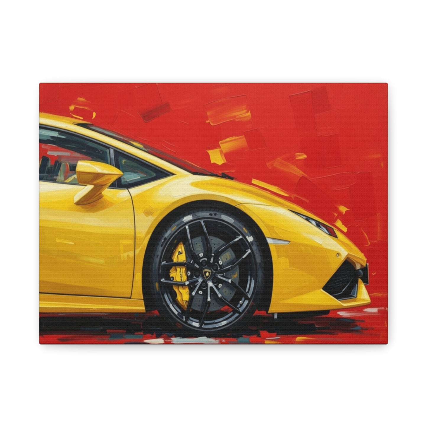 Yellow Sports Car Canvas Print - Modern Automotive Wall Art (Matte Stretched)