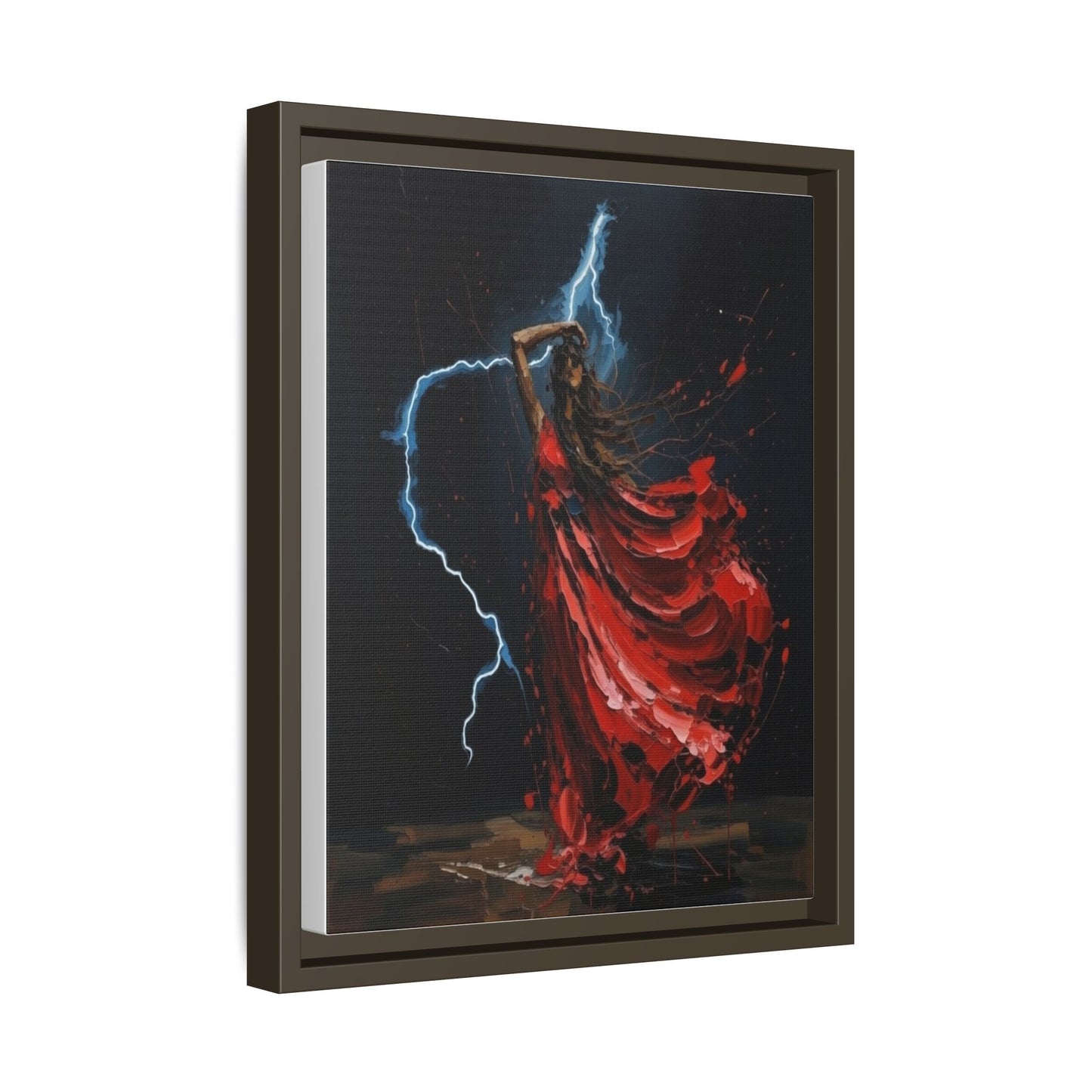 Framed Matte Canvas Print — Red Dancer Lightning Art