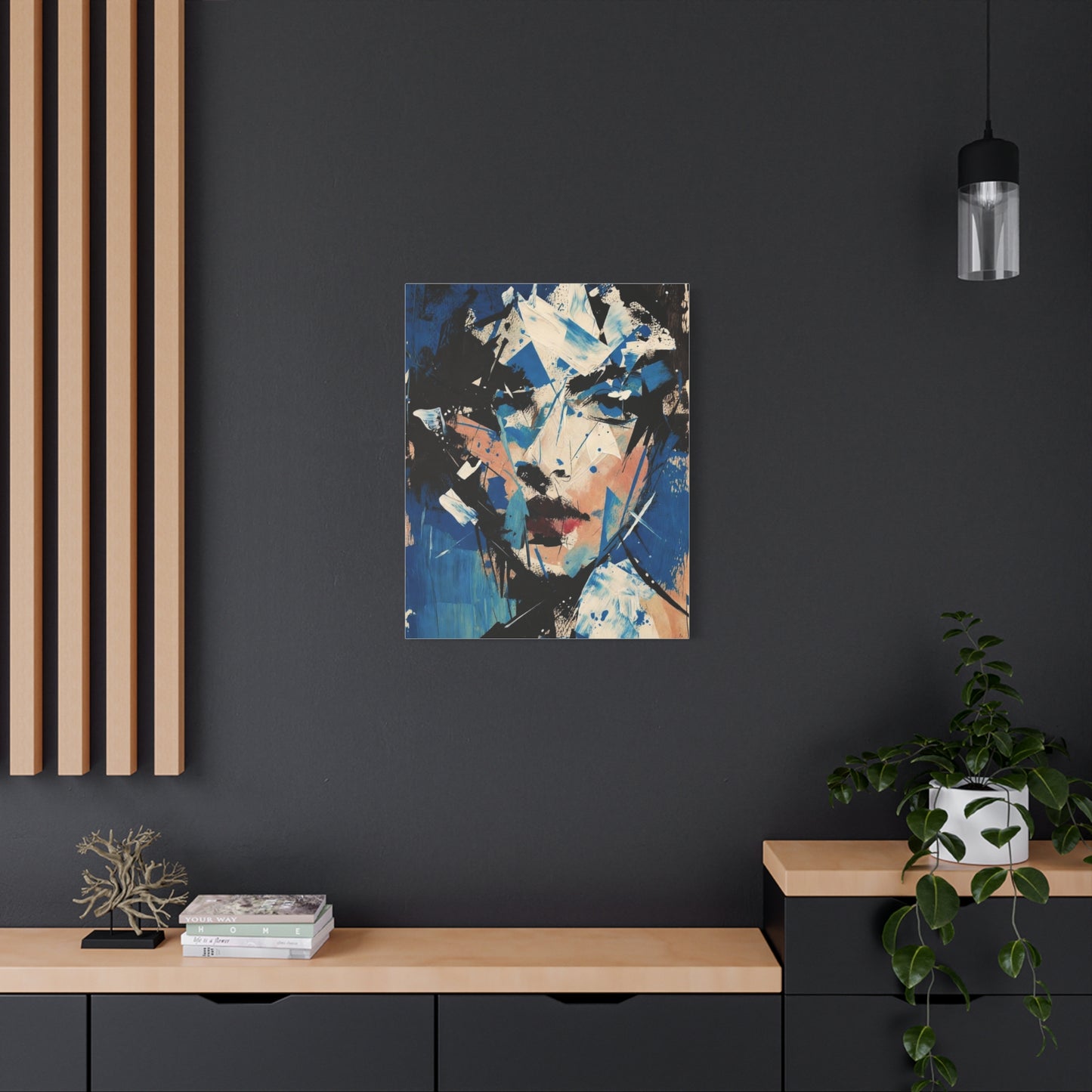 Abstract Blue Portrait Canvas Print — Modern Stretched Wall Art