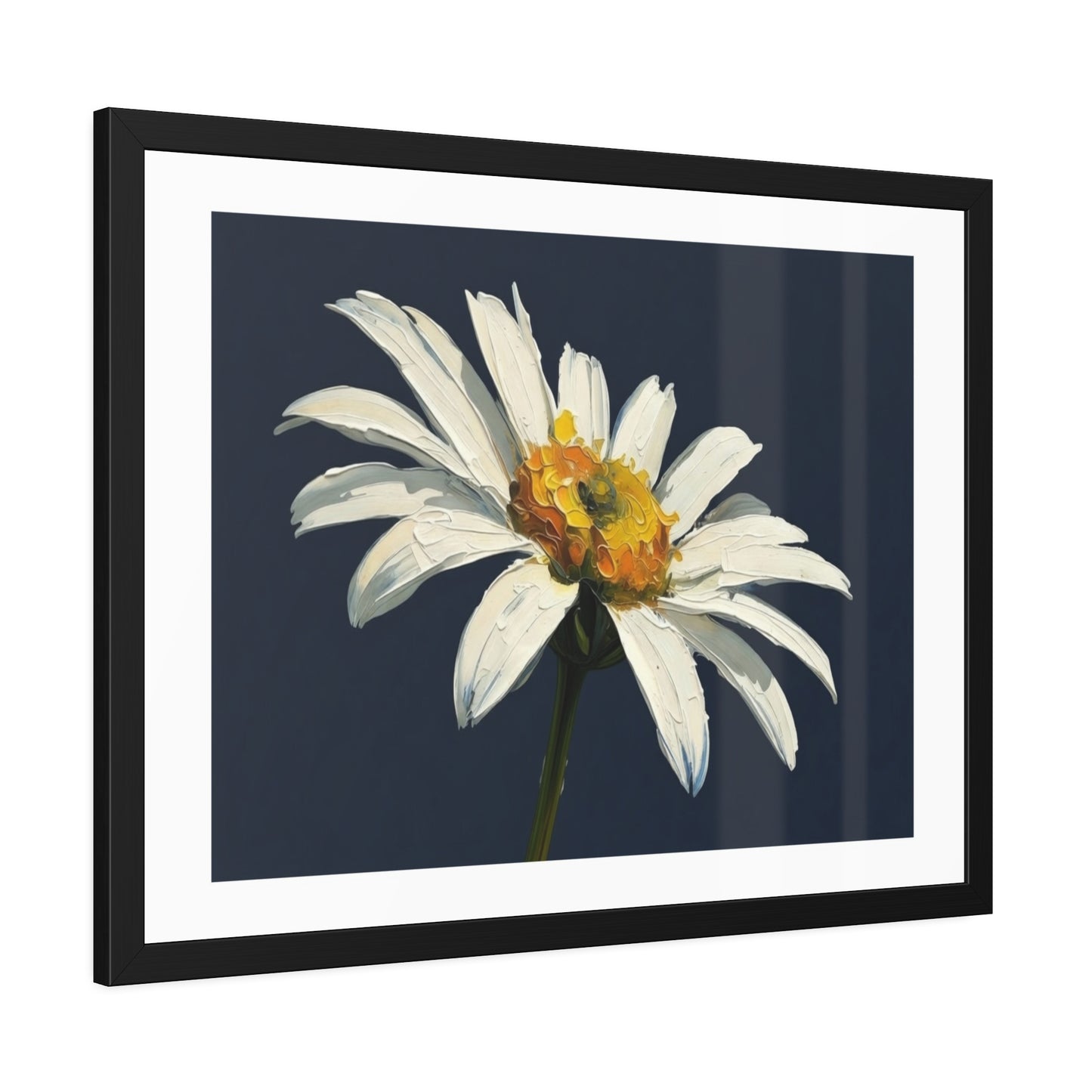 Framed Daisy Art Print — White Daisy Wall Poster in Black Frame
