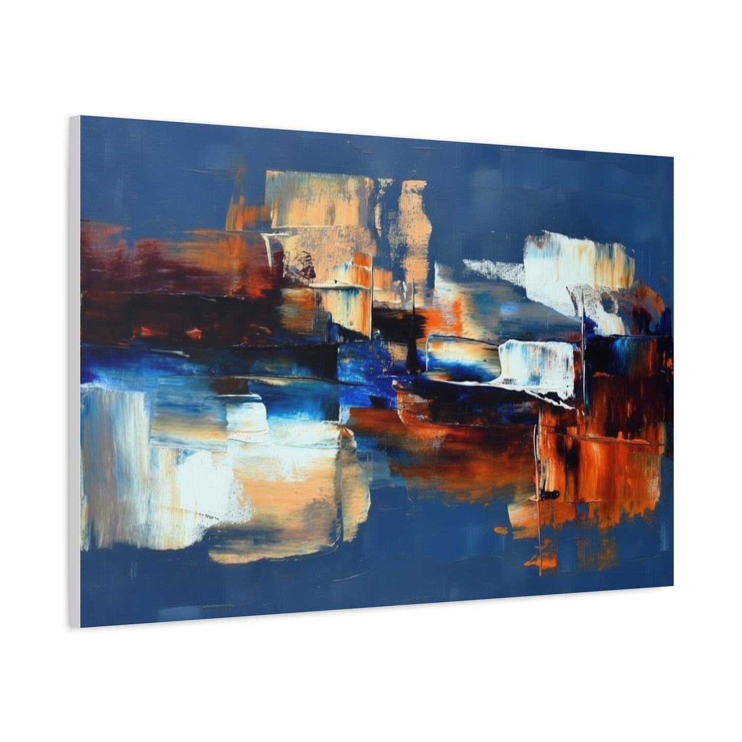 Abstract Blue & Orange Canvas Wall Art — Modern Matte Stretched Canvas