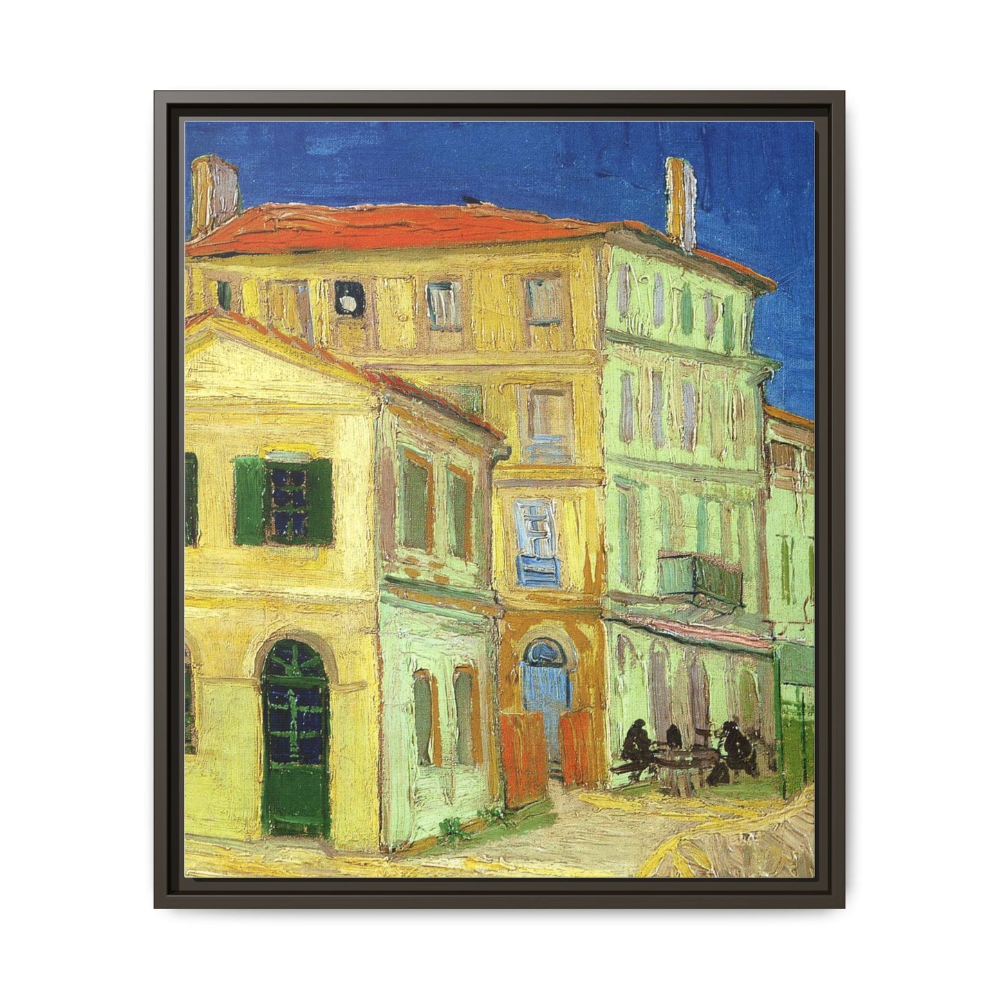 Mediterranean Street Scene Matte Canvas Framed Wall Art