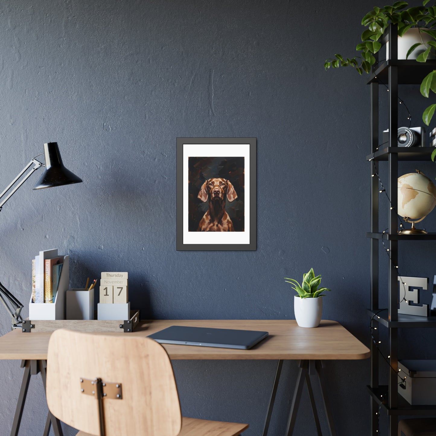 Chocolate Vizsla Dog Framed Paper Posters