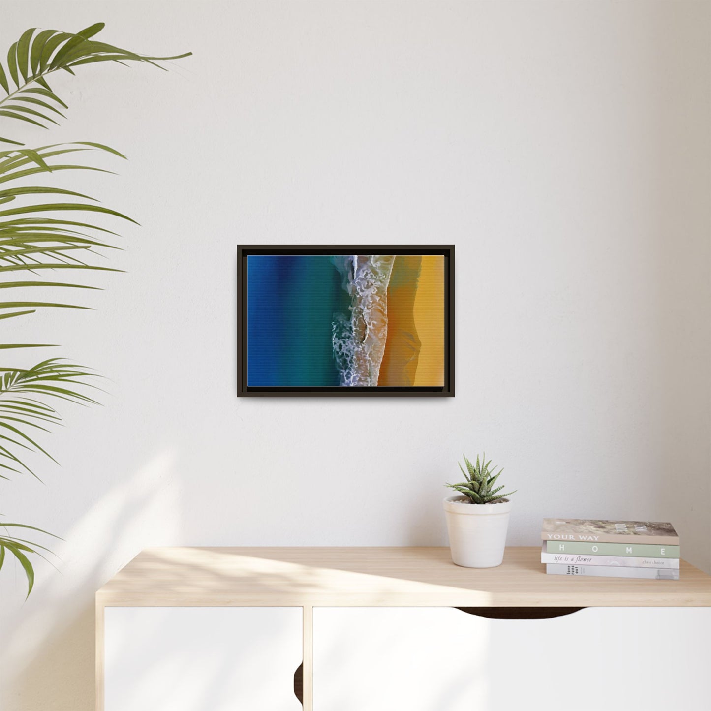 Framed Matte Canvas Seascape Print – Coastal Waves Wall Art
