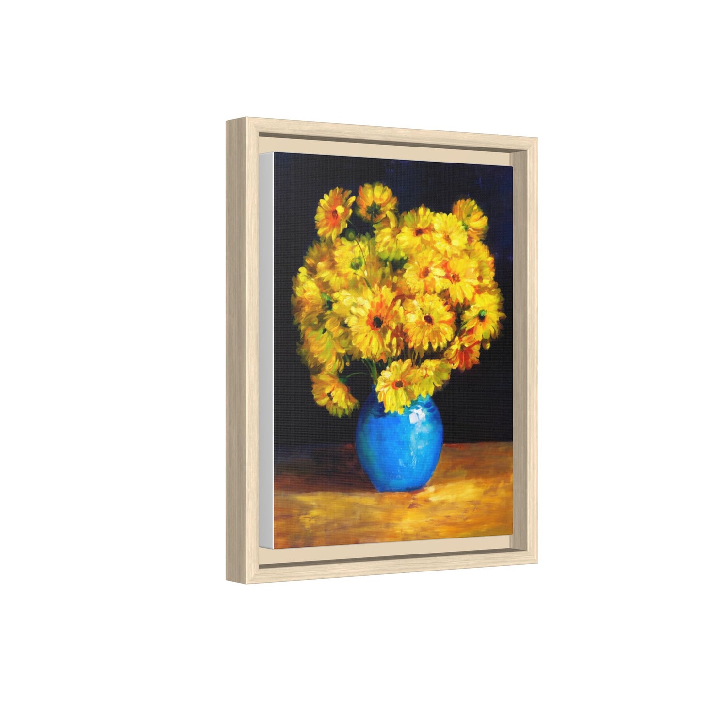 Yellow Daisy Bouquet Matte Canvas Framed Wall Art