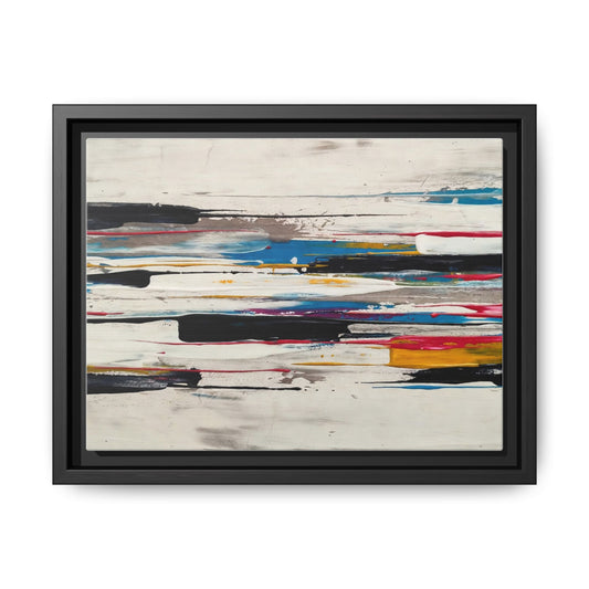 Abstract Multi-Color Framed Canvas Wall Art — Modern Horizontal Brushstroke Print