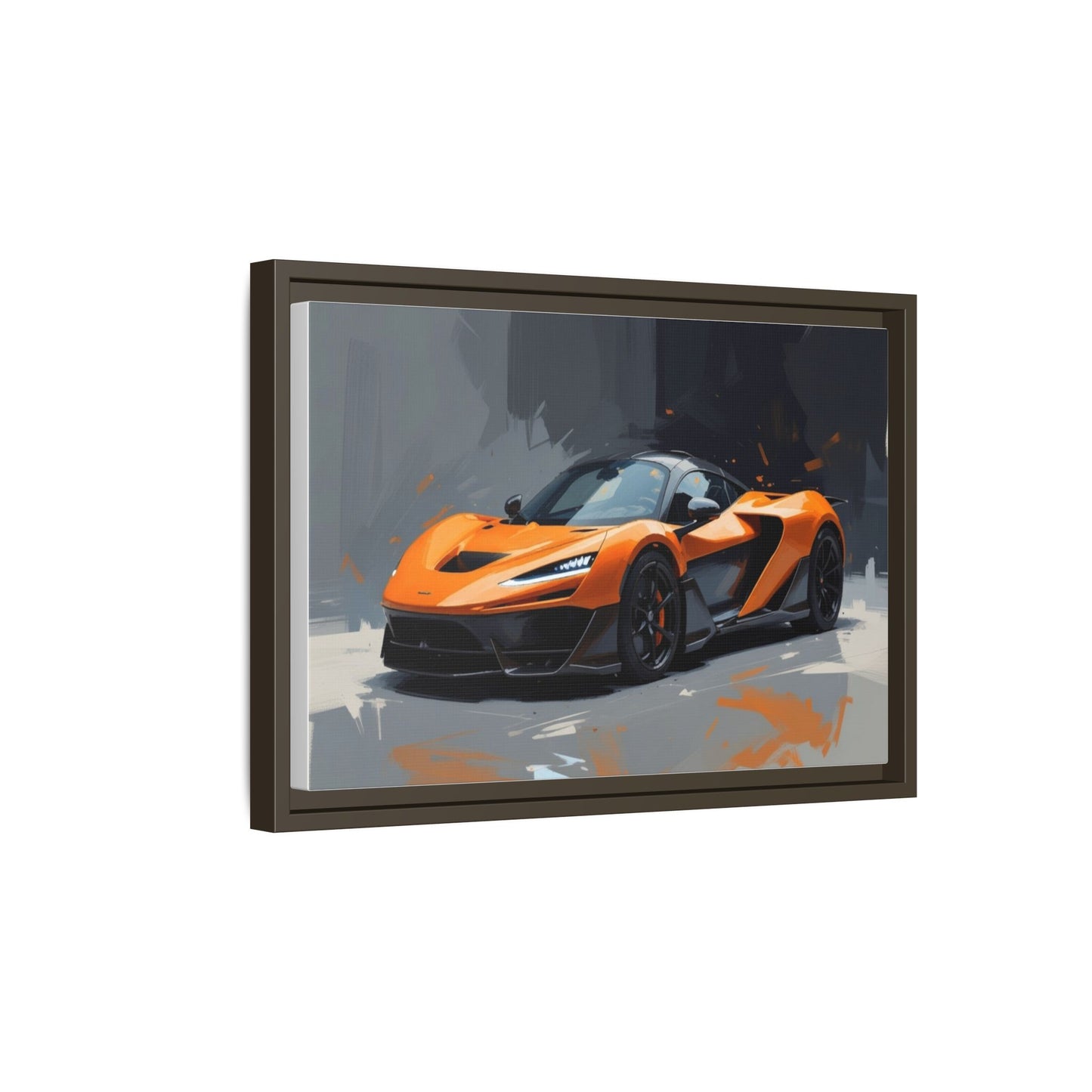Framed Matte Canvas — Orange Sports Car Print