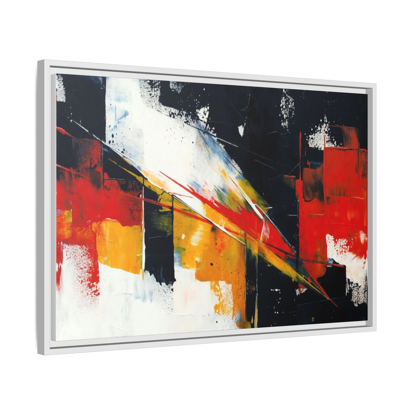 Abstract Red & Black Framed Canvas Print — Modern Geometric Wall Art