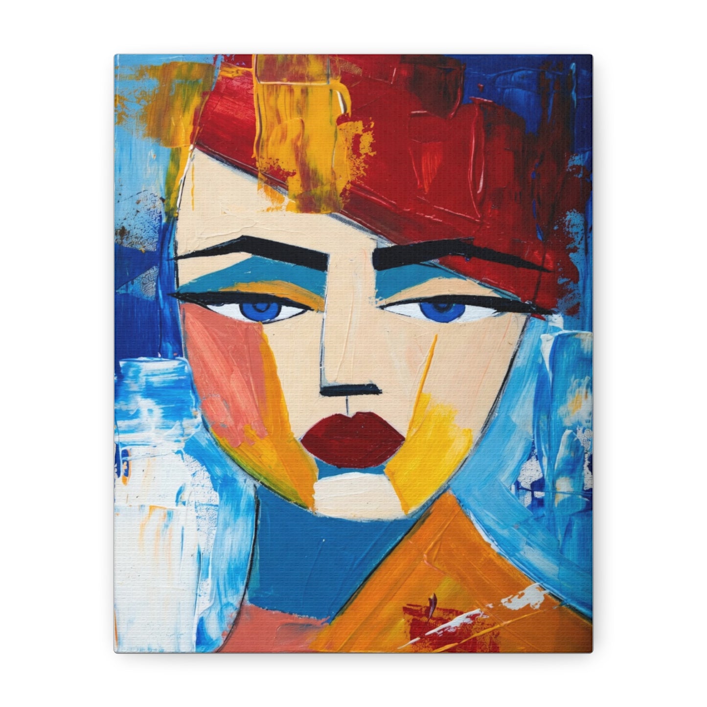 Abstract Colorful Face Matte Canvas Print — Modern Pop Art Portrait