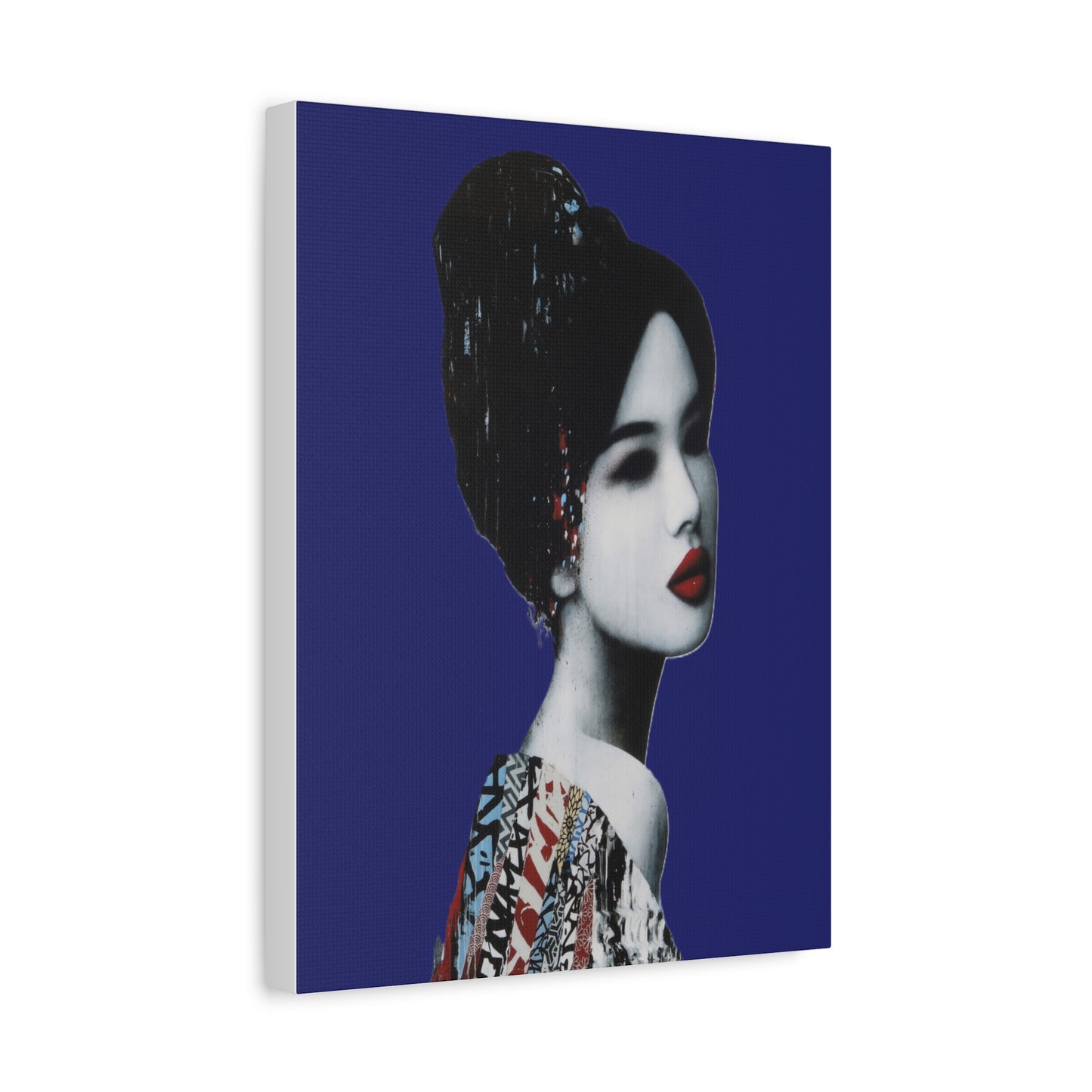Geisha Portrait Matte Canvas Print — Modern Asian-Inspired Wall Art