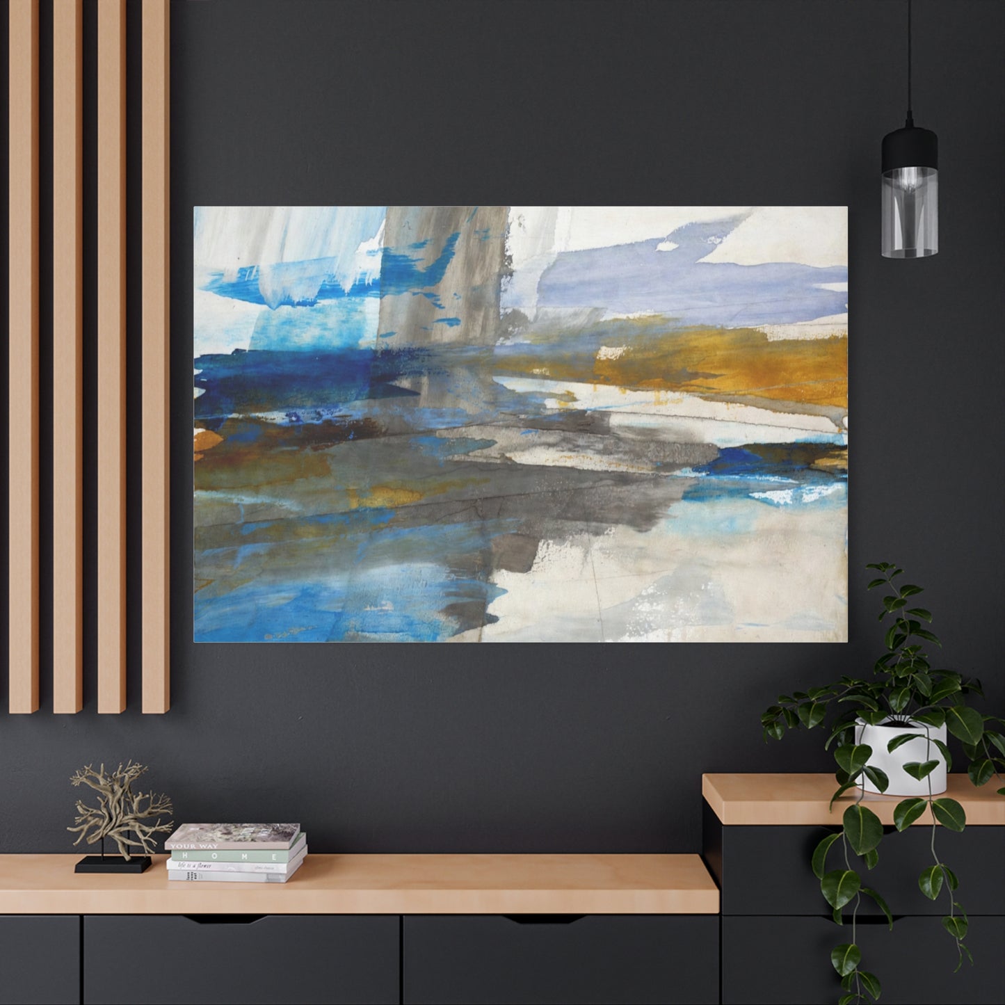 Abstract Coastal Blue Matte Canvas Print — Stretched 1.25" Wall Art