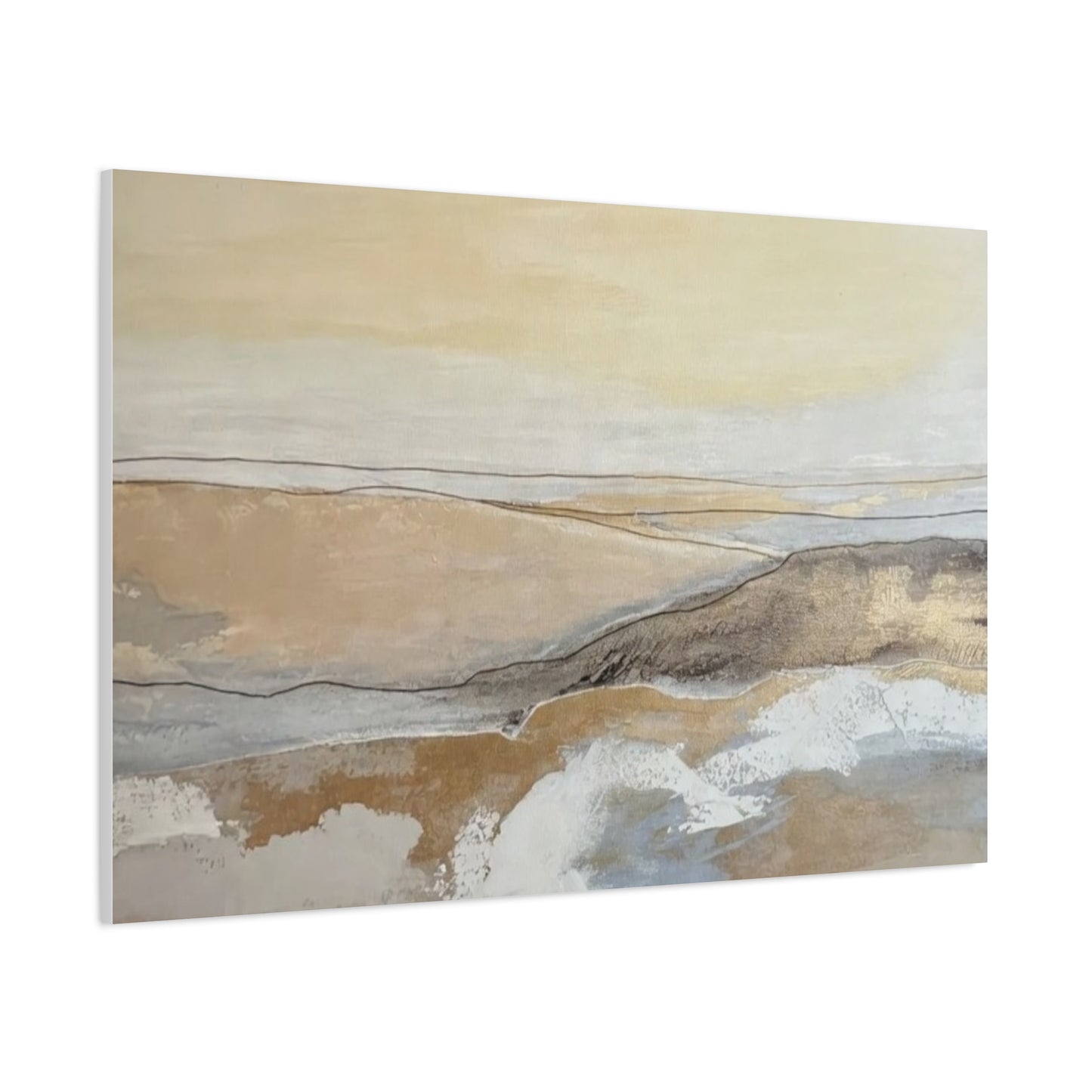 Abstract Coastal Landscape Canvas — Neutral Seascape Matte Stretched Wall Art