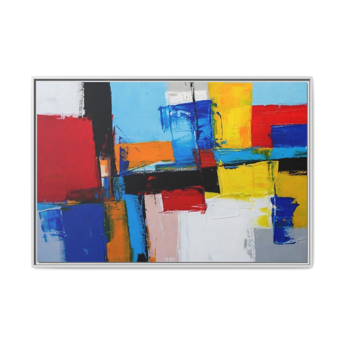 Abstract Color Block Matte Canvas Framed Wall Art