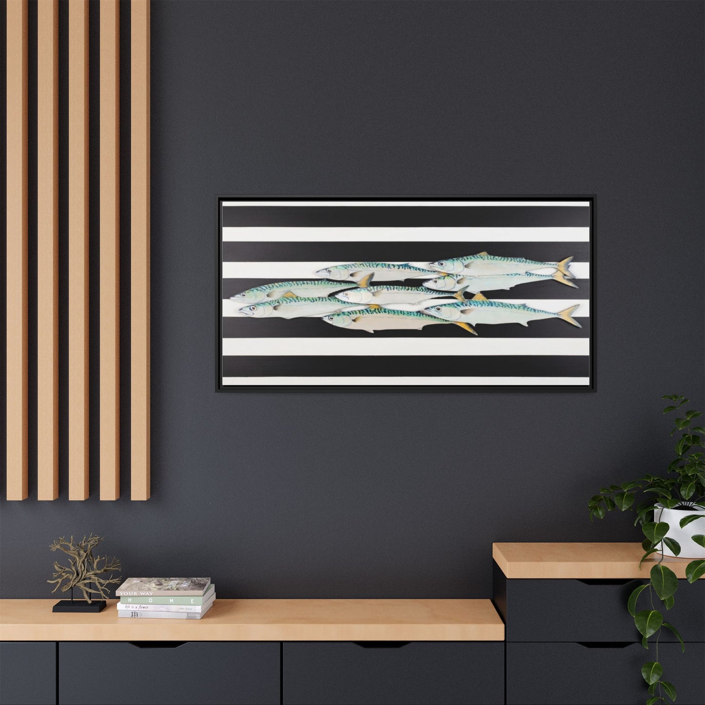 Striped Mackerel Canvas Print — Framed Matte Fish Wall Art