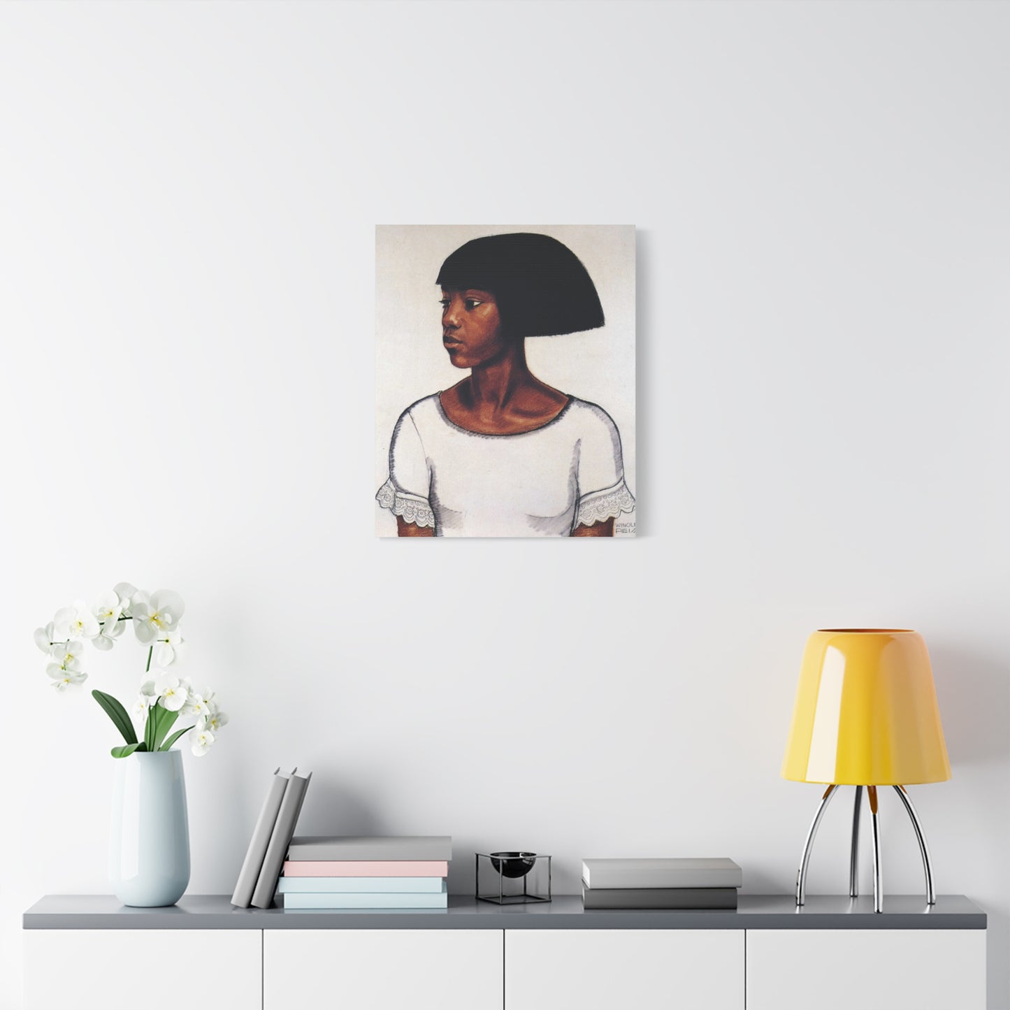 Portrait of a Young Woman by Winold Reiss Portrait Canvas Print – Matte Stretched Wall Art