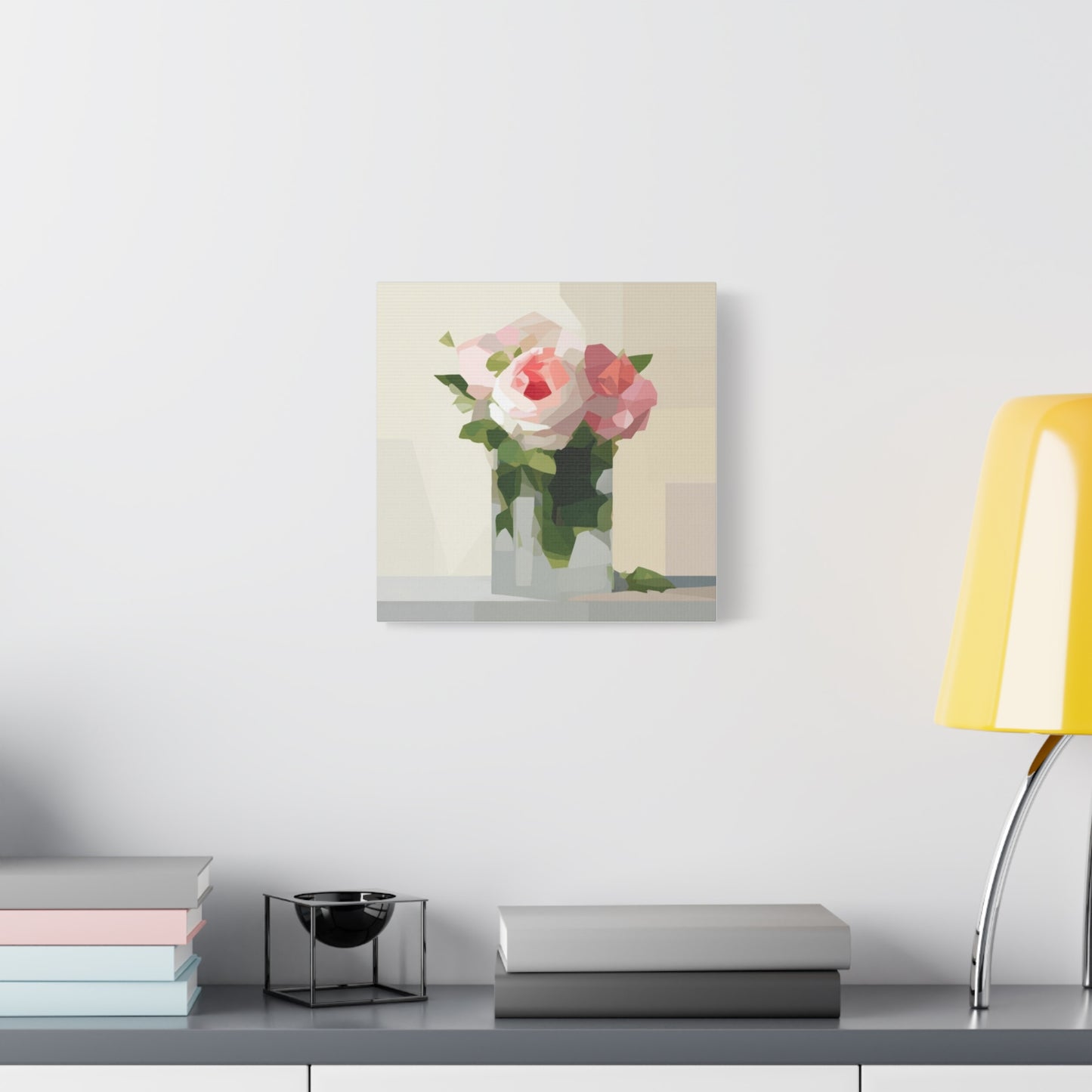 Pink Rose Still Life Canvas — Modern Floral Wall Art, Matte Stretched Canvas