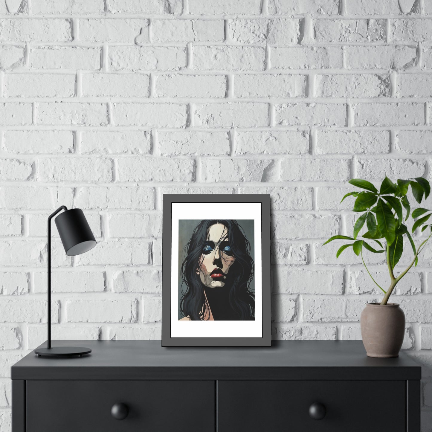 Framed Poster — Moody Portrait Art Print (Dark Feminine Wall Decor)