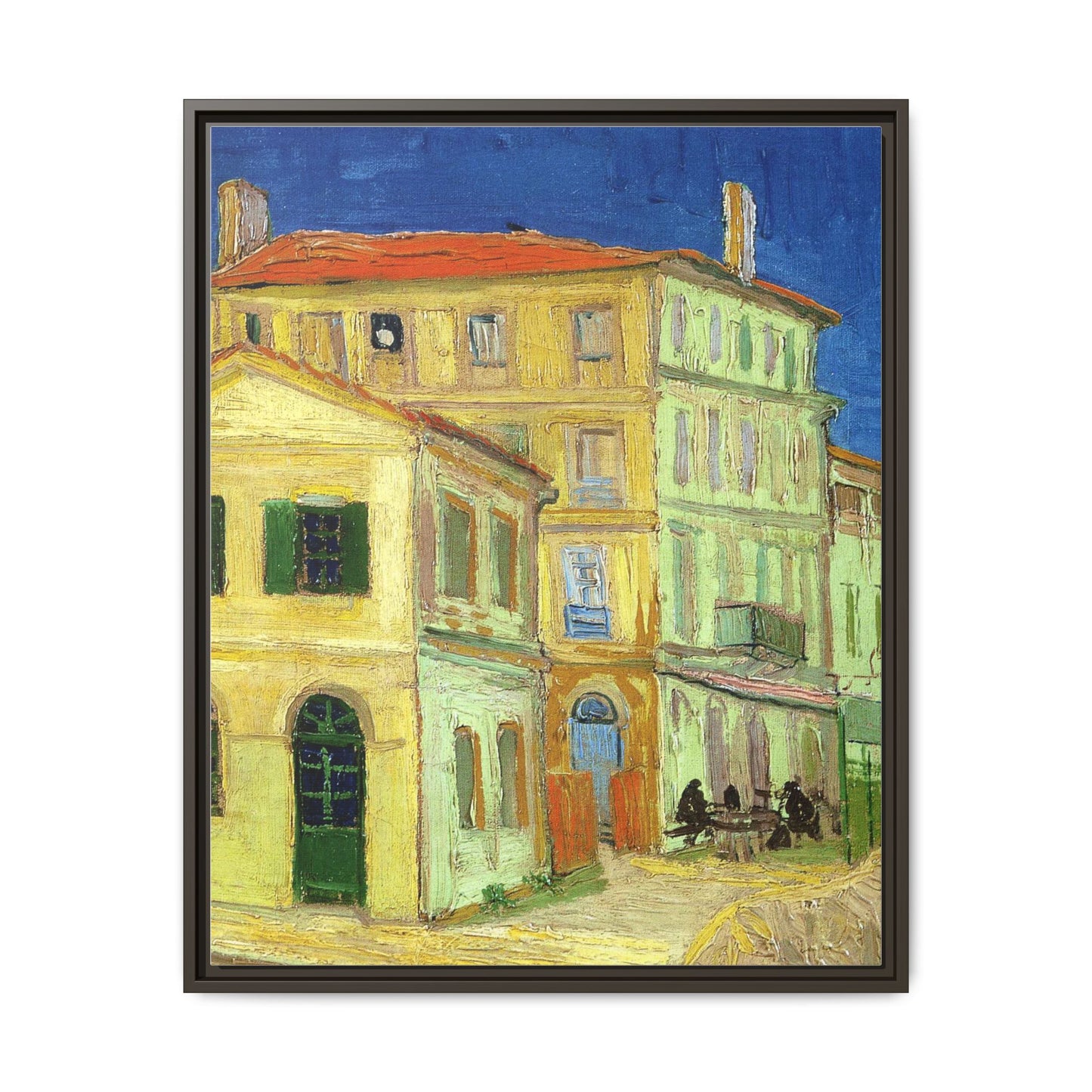 Mediterranean Street Scene Matte Canvas Framed Wall Art