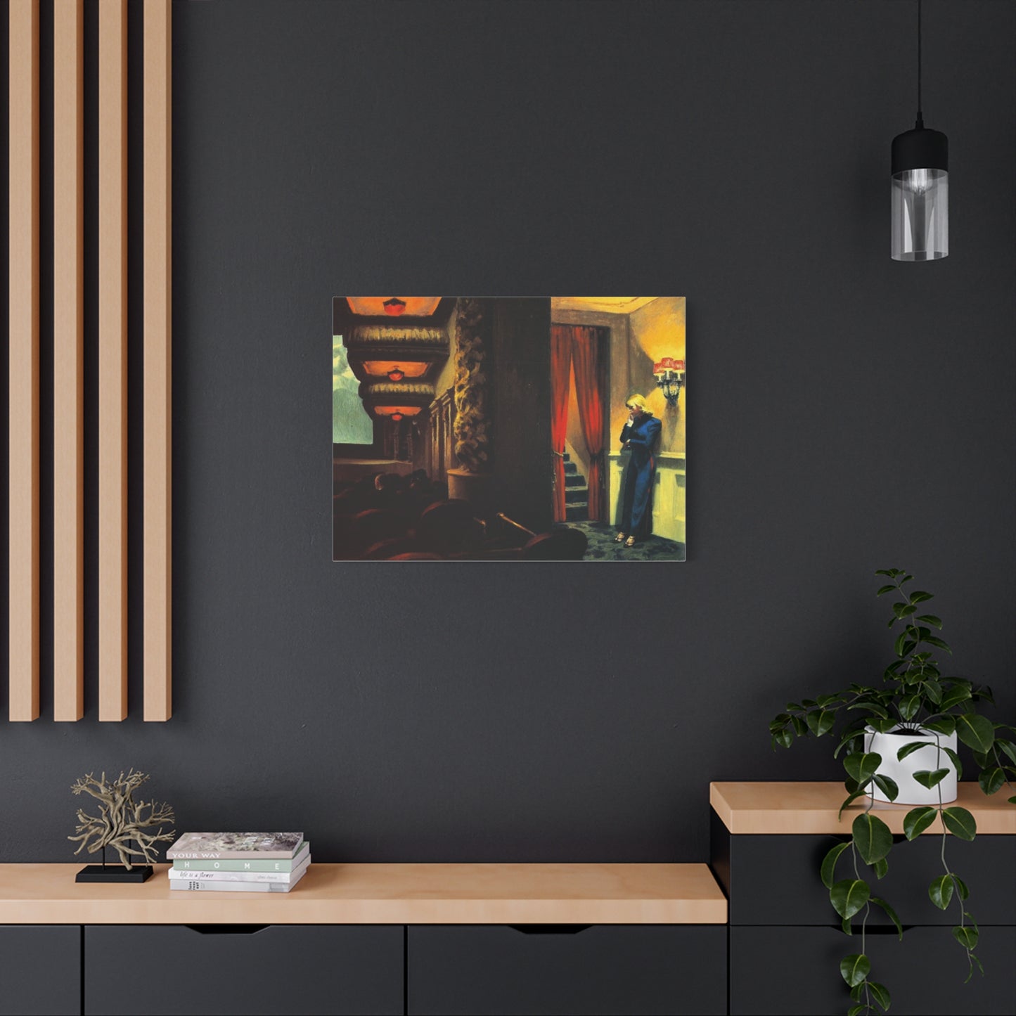 New York movie by Edward hopper Matte Canvas Wall Art Print