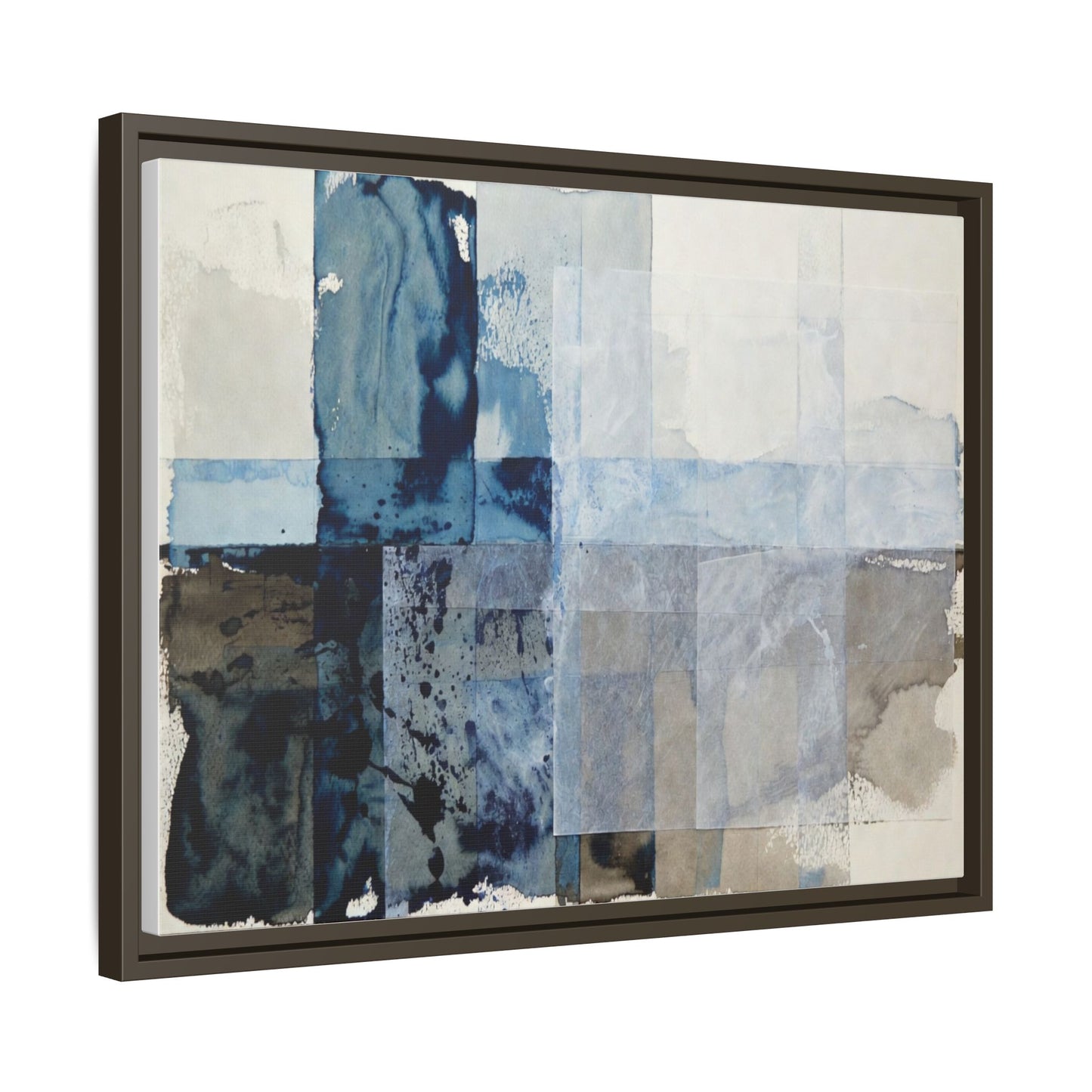 Abstract Coastal Blue Framed Canvas Art