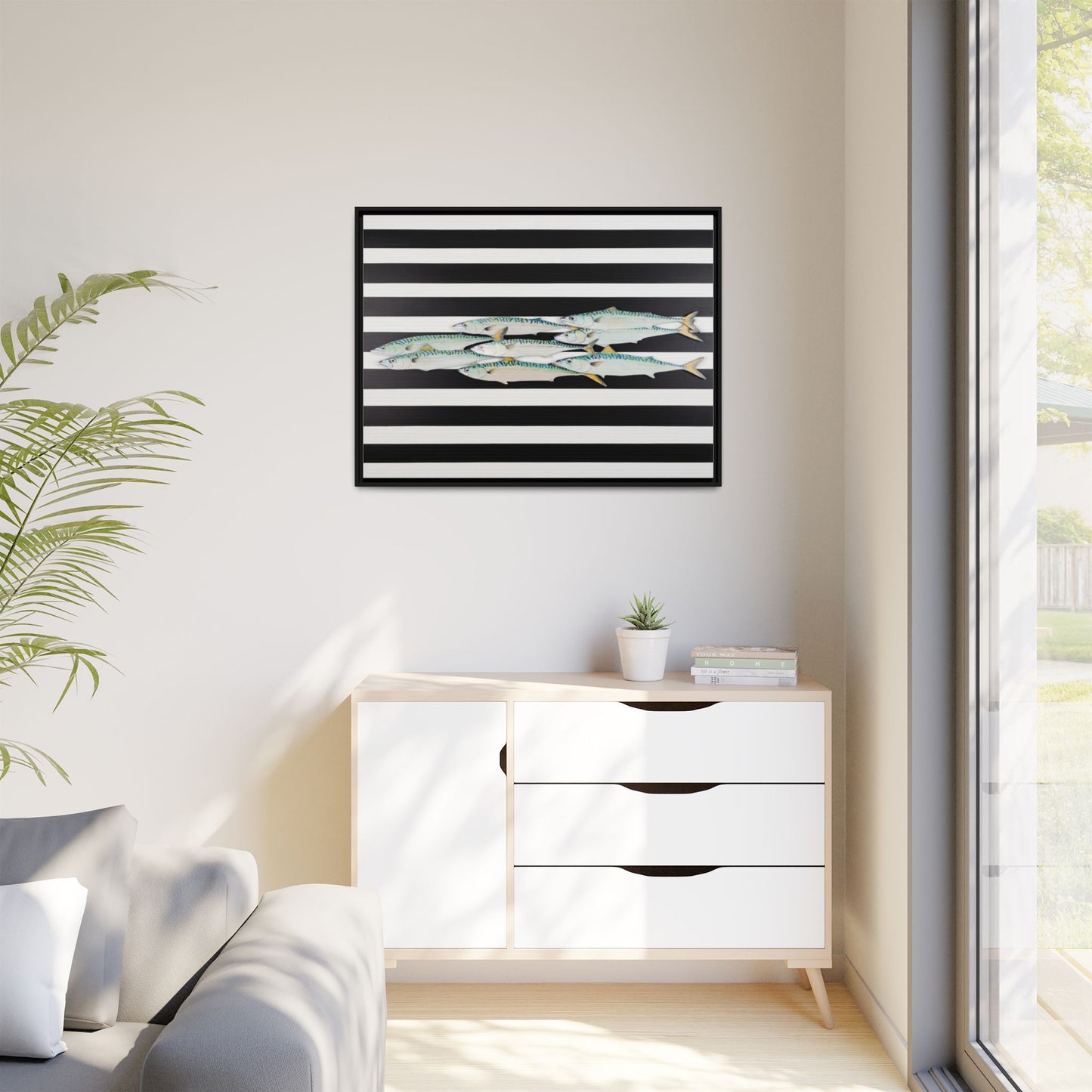 Striped Mackerel Canvas Print — Framed Matte Fish Wall Art