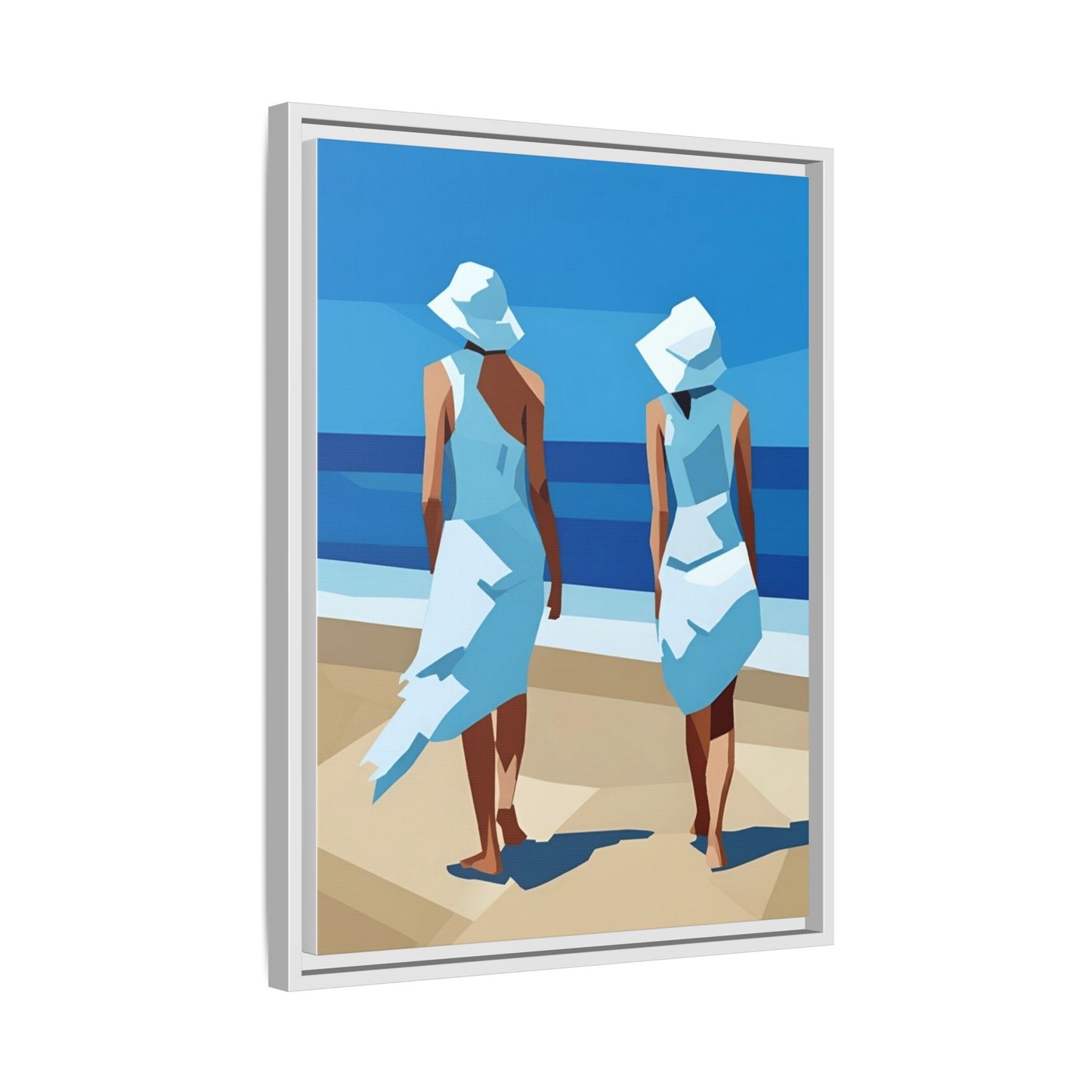 Seaside Stroll Matte Canvas Framed Print — Coastal Beach Art