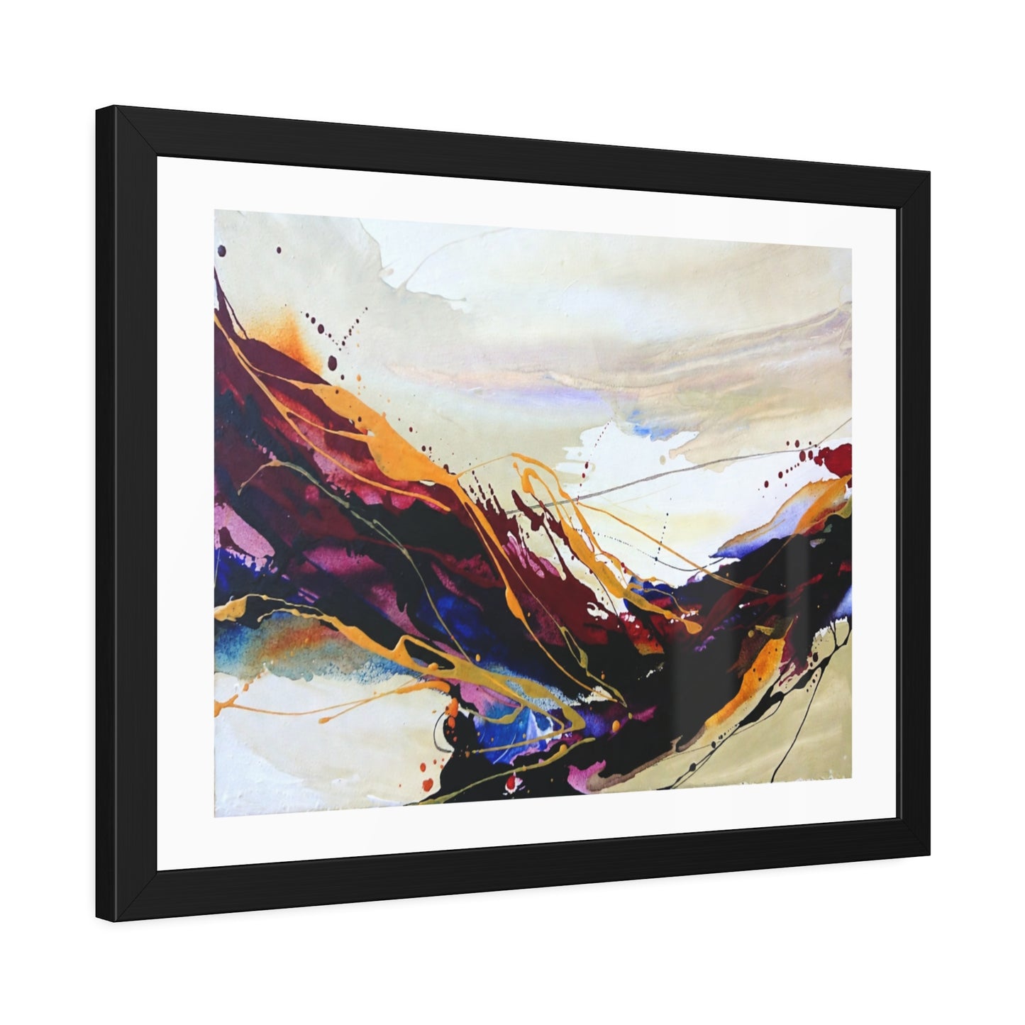 Abstract Color Splash Framed Paper Poster — Modern Wall Art Print