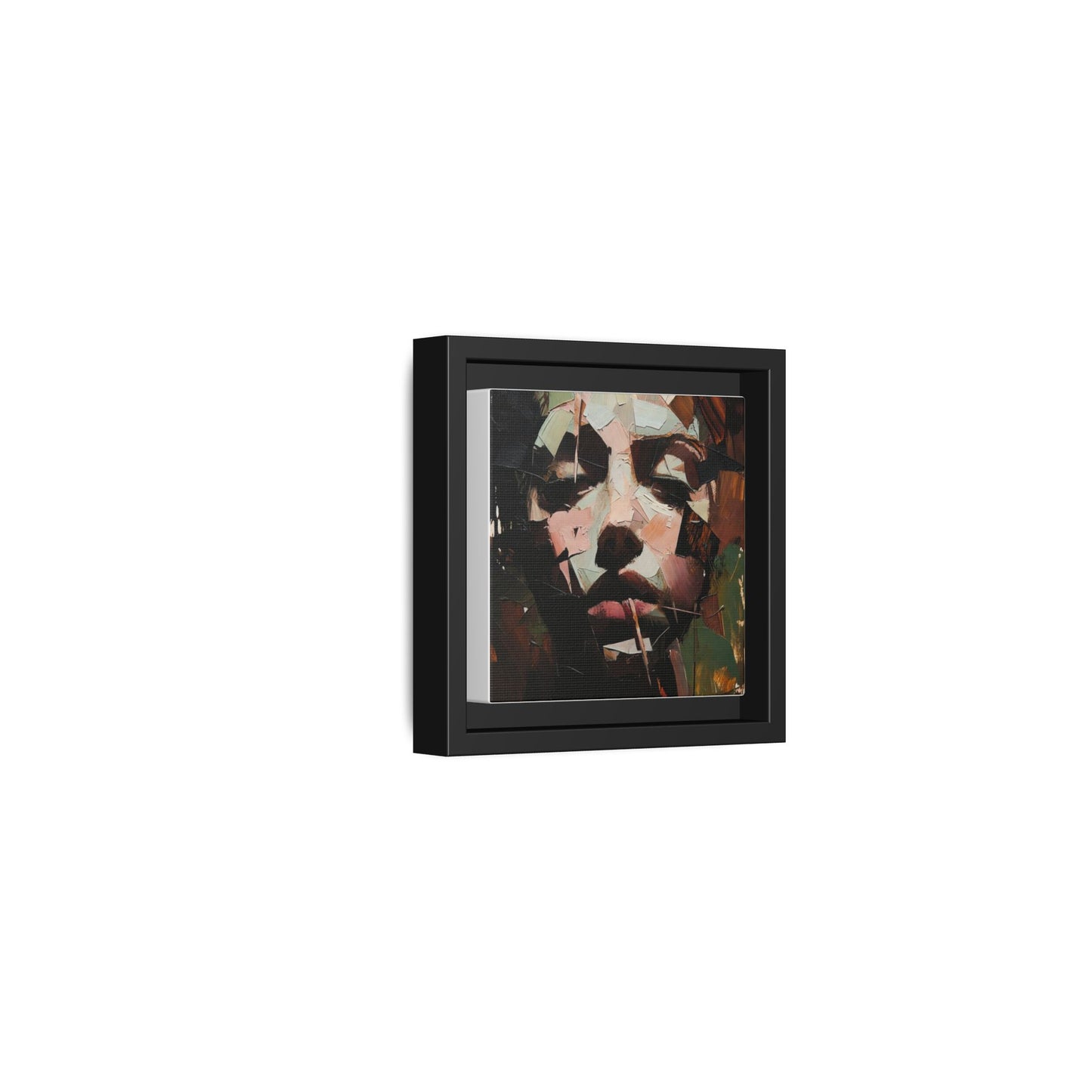 Matte Framed Canvas Art — Abstract Female Portrait, Moody Multicolor