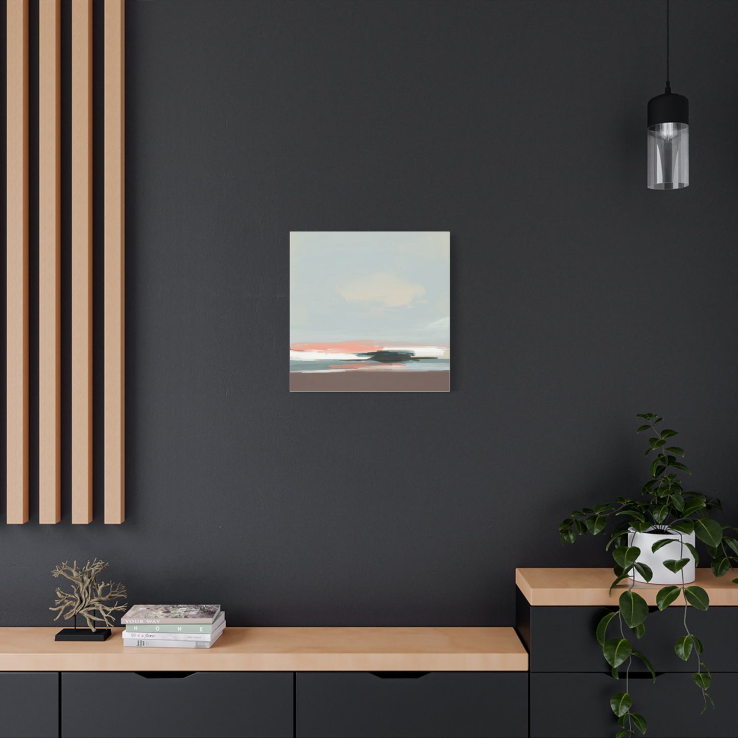 Coastal Abstract Canvas Art – Soft Pastel Seascape Matte Stretched Canvas