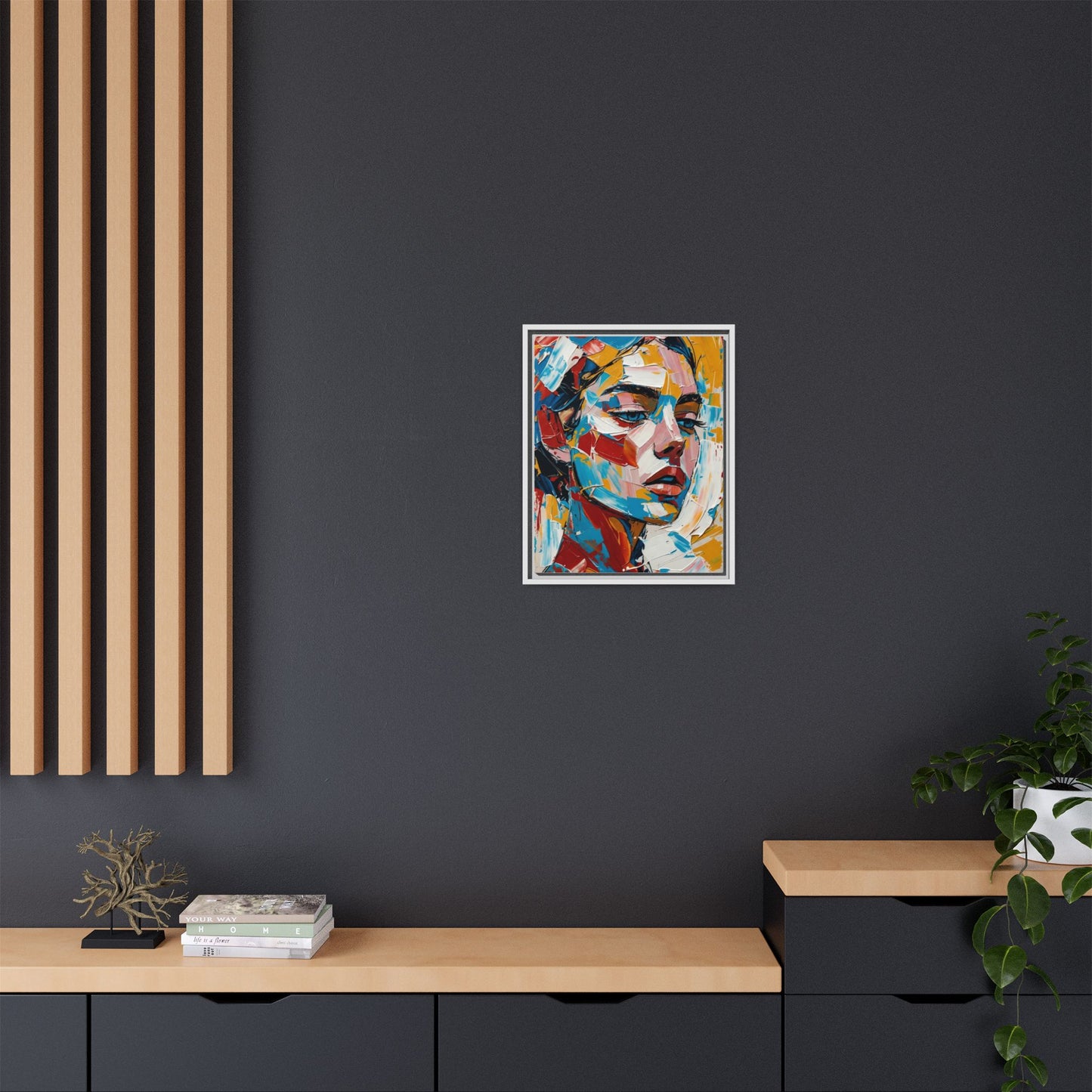 Colorful Abstract Portrait Framed Canvas Print