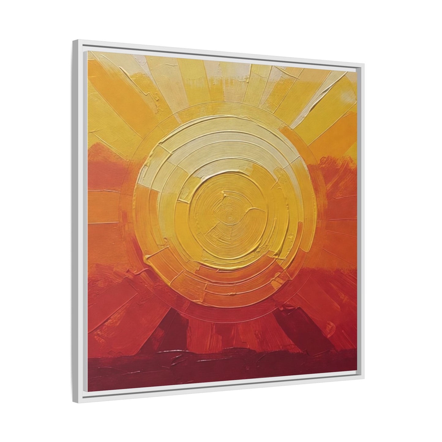 Sunburst Abstract Framed Canvas Art — Matte Multi‑Color Wall Print