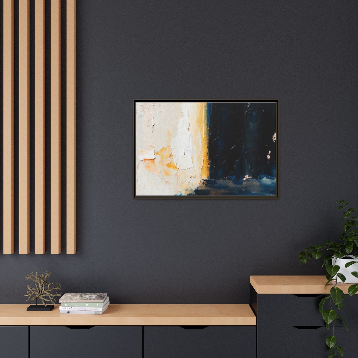Abstract Coastal Texture Framed Canvas Art — Matte Multi-Color Wall Print