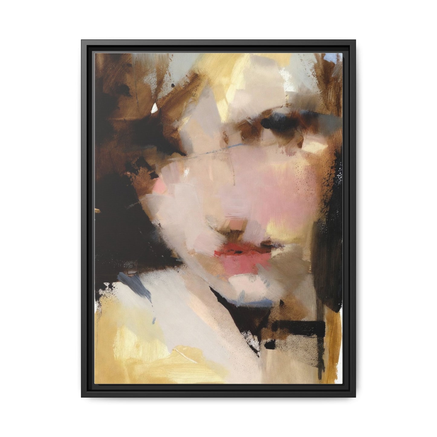 Abstract Portrait Matte Canvas Framed Print — Modern Feminine Wall Art