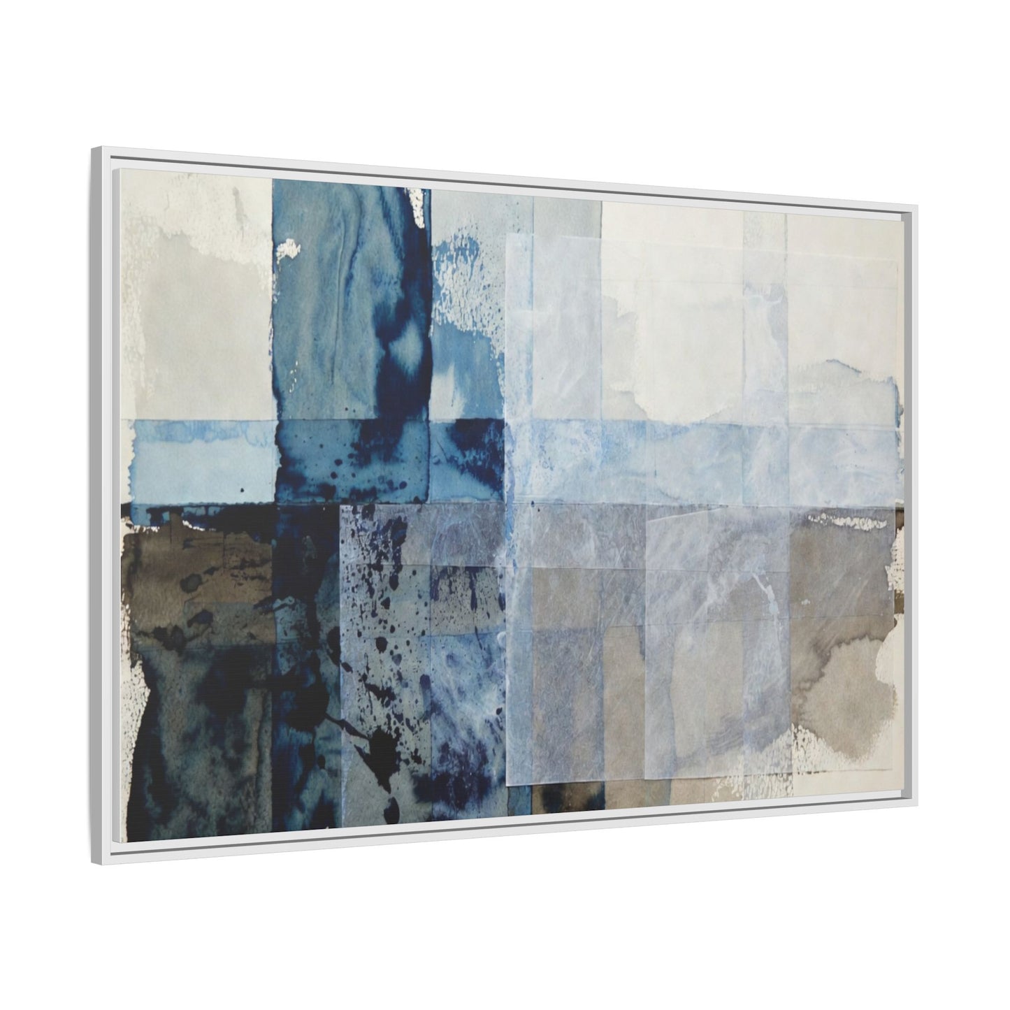 Abstract Coastal Blue Framed Canvas Art