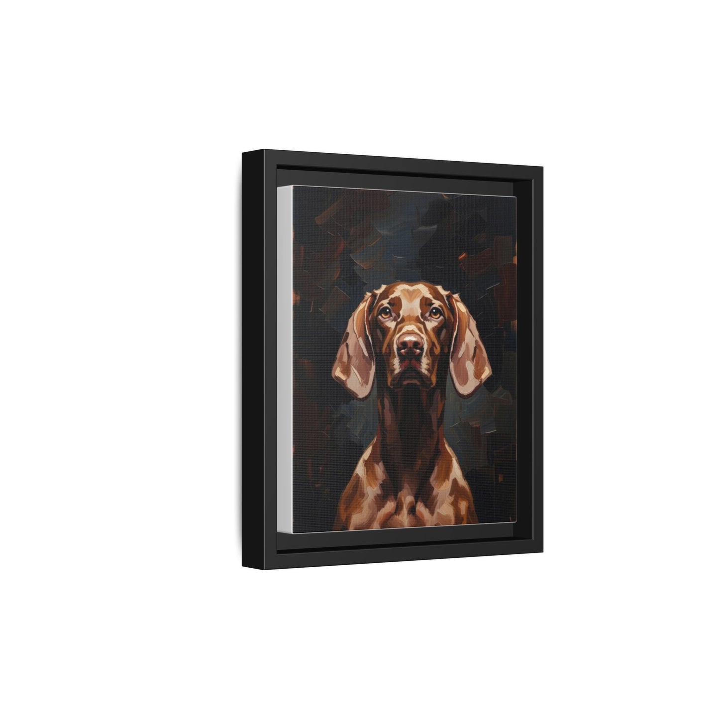Framed Matte Canvas Dog Portrait – Brown Vizsla Wall Art
