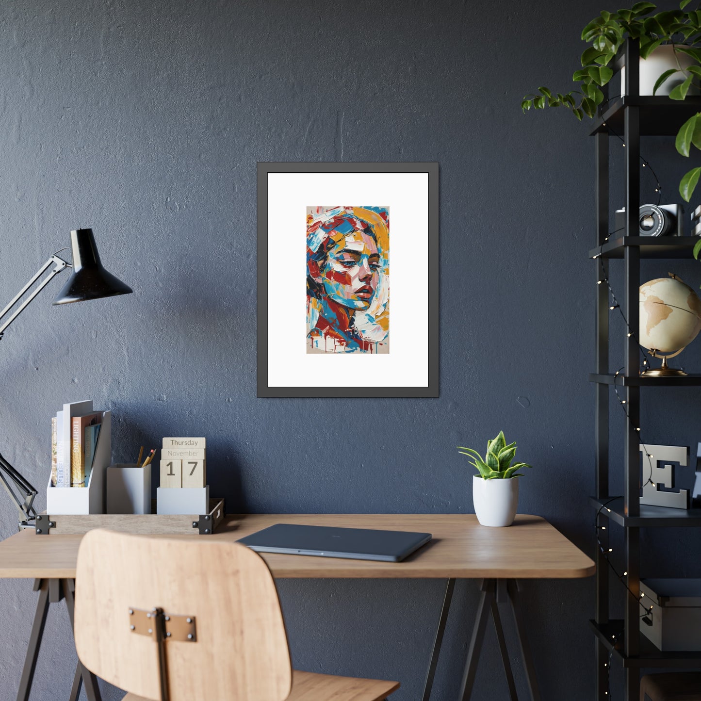 Abstract Colorful Portrait Framed Paper Poster – Modern Art Print for Home & Office